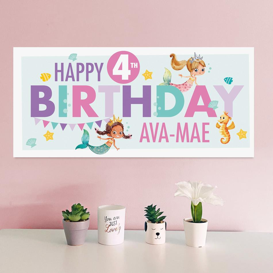 Mermaid Banner Birthday Fresh Mermaid Birthday Banner Kids Birthday Decorations