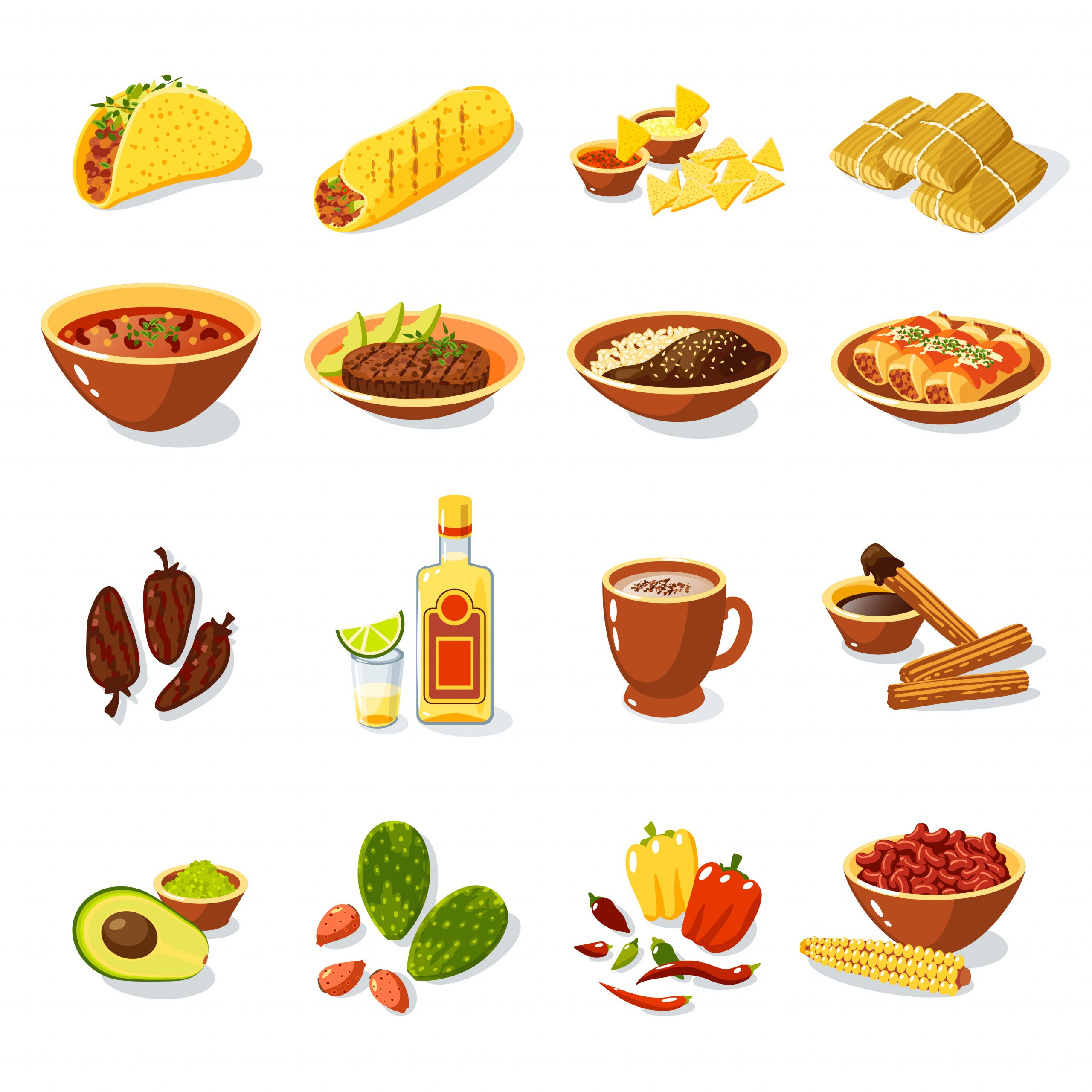 Mexican Food Clipart Elegant Mexican Food Set Vector Art at Vecteezy