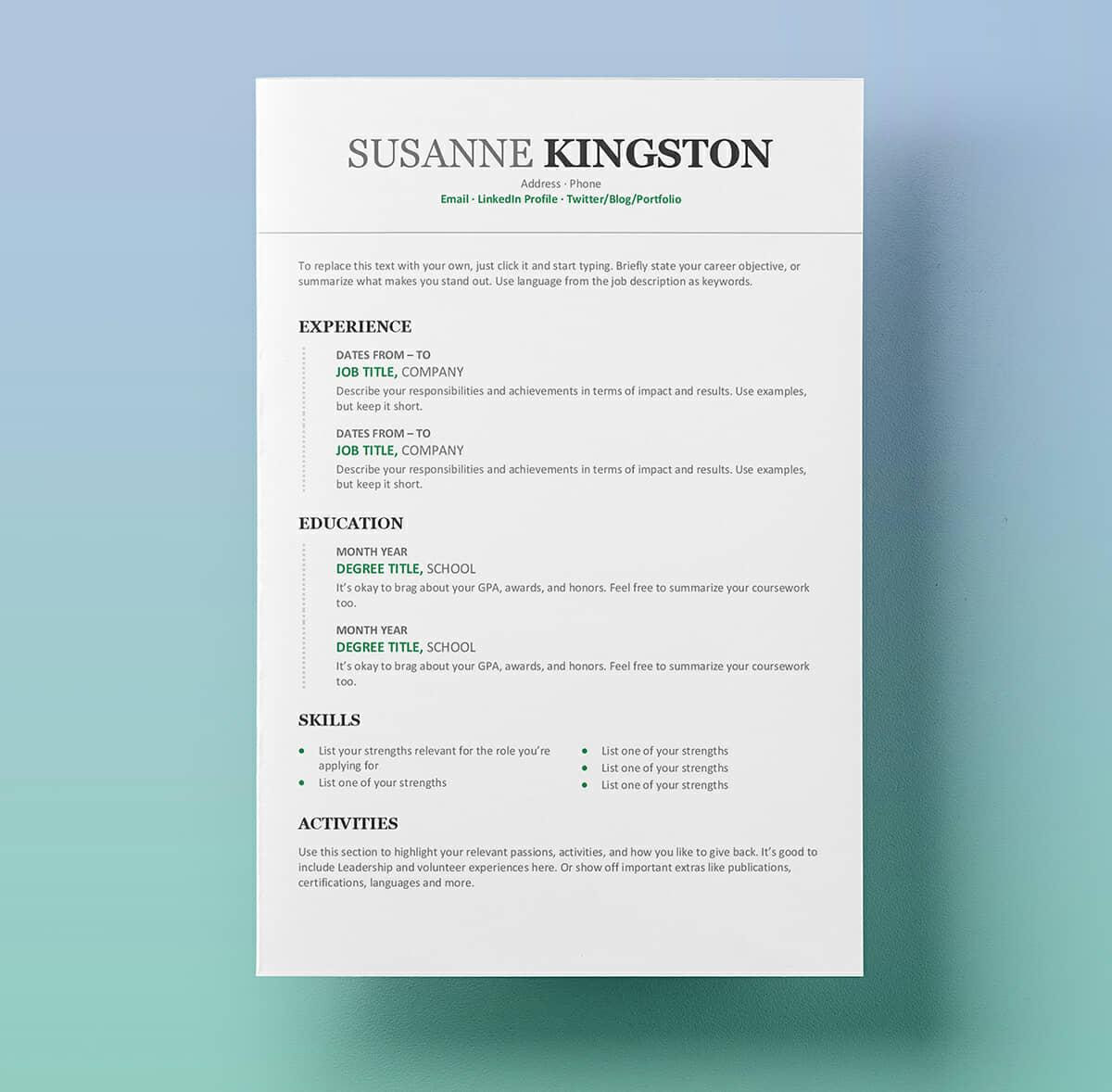 Microsoft Word Resume Template Free Luxury 15 Resume Templates for Word Free to Download