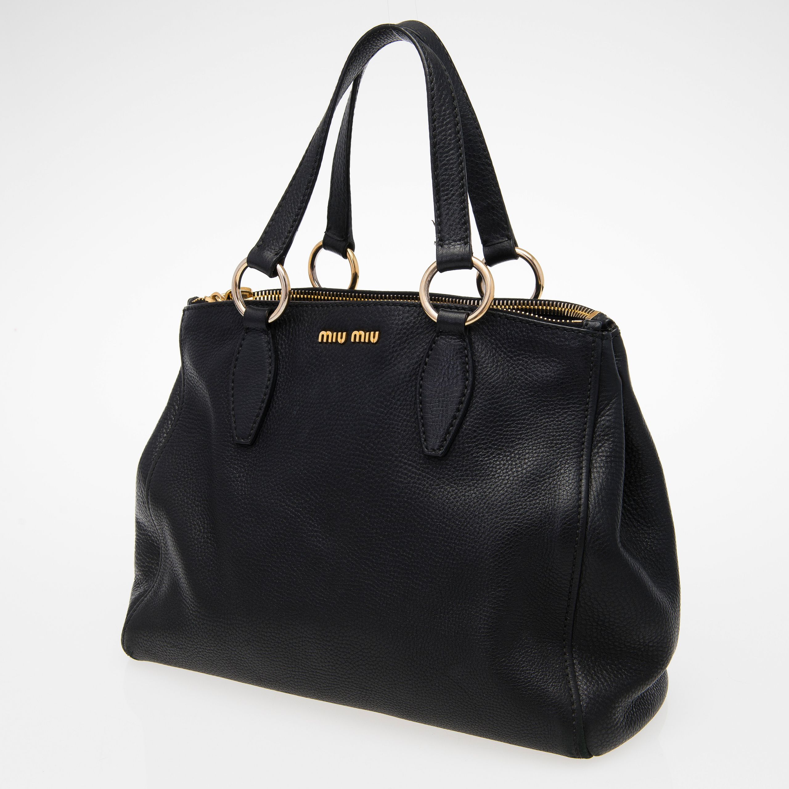 Miu Miu tote Lovely Miu Miu Black Leather tote Bag Bukowskis