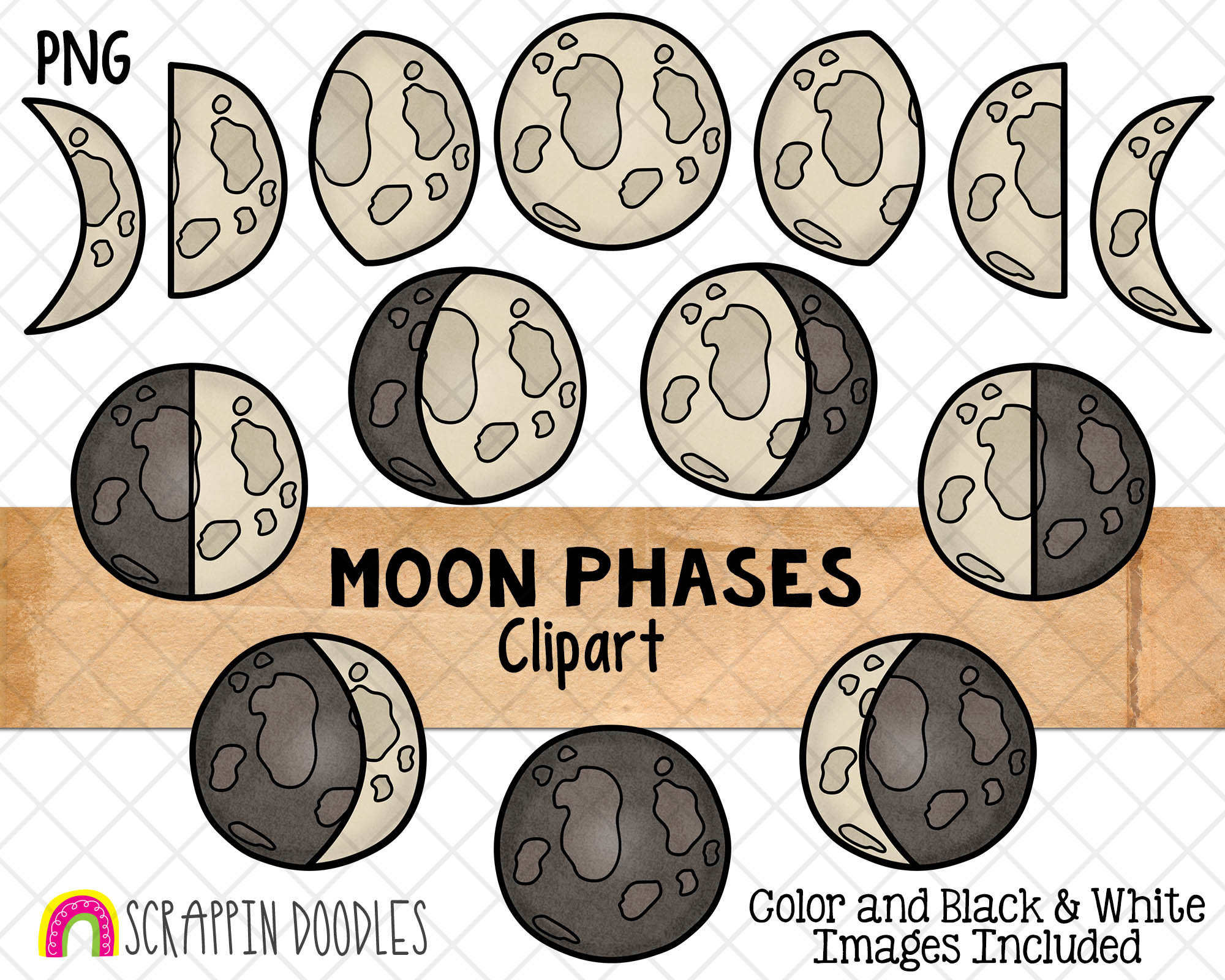 Moon Phases Clipart Luxury Moon Phases Clipart Moon Clip Art New Moon Graphics Full Etsy