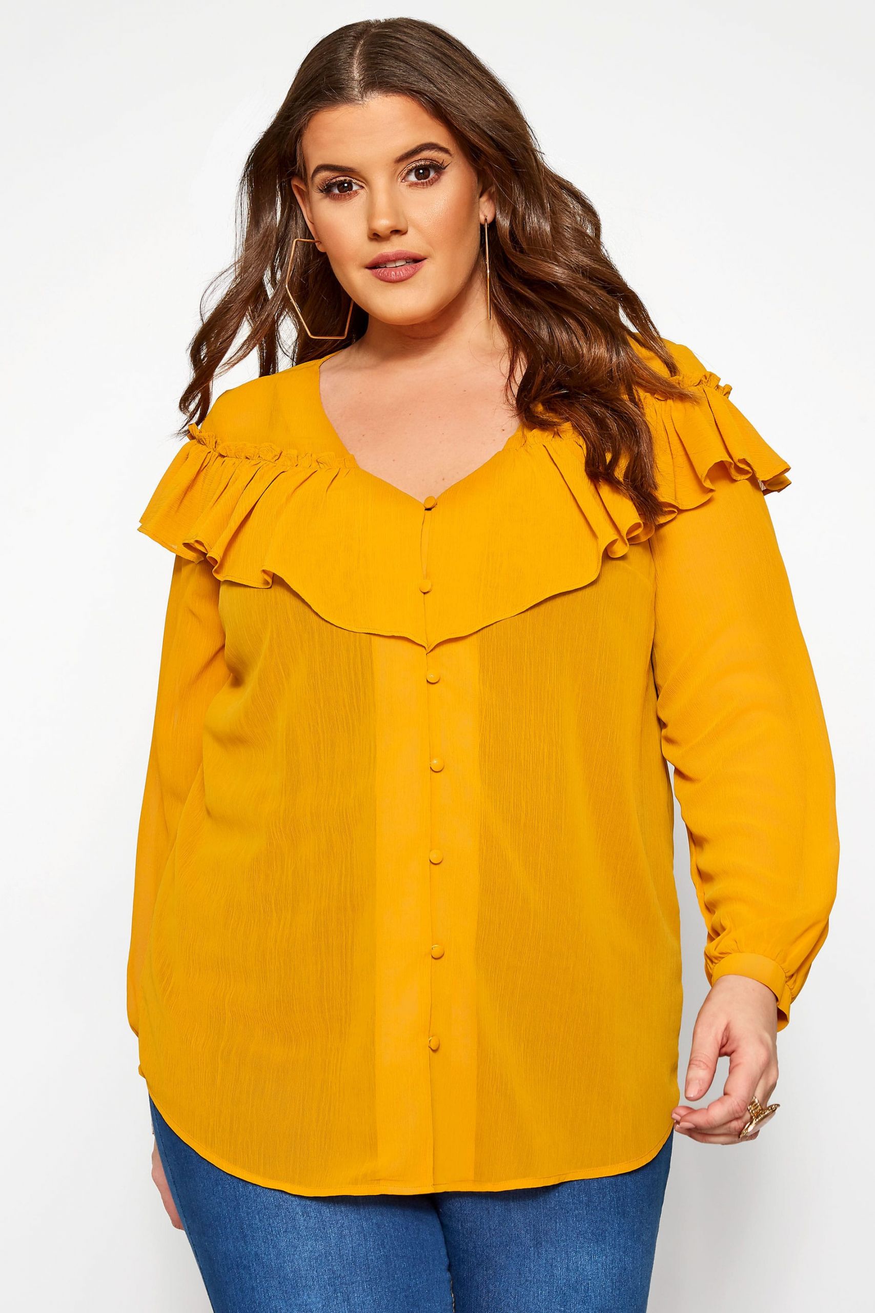 Mustard Yellow Blouse Awesome Mustard Yellow Frill Chiffon Blouse