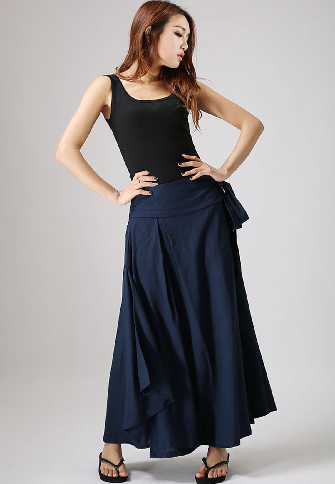 Navy Blue Skirt New Navy Blue Skirt Wrap Skirt for Women Maxi Skirt Linen