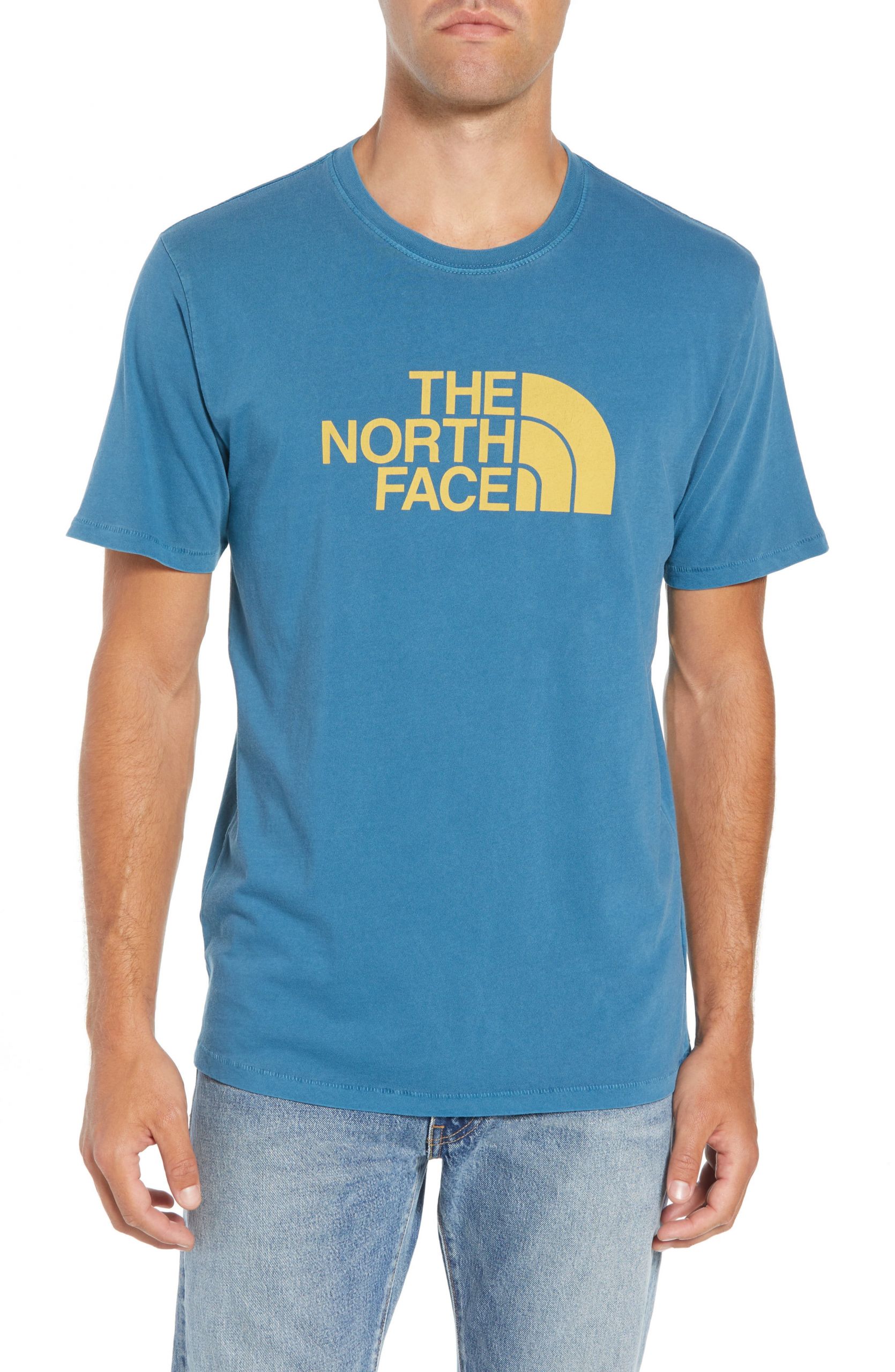 North Face Tshirt New the north Face T Shirts Mens T Shirt Gold Logo Half Dome Tee L