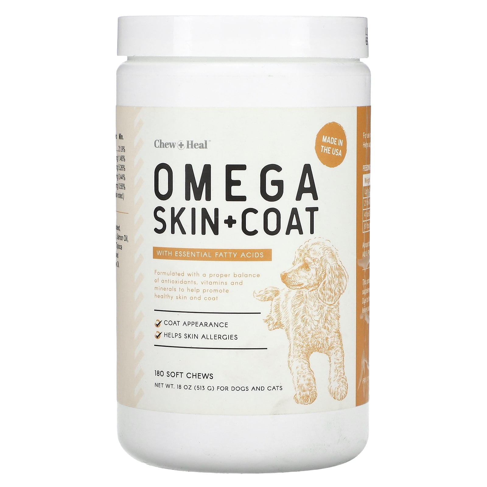 Omega Skin and Coat Awesome Chew Heal Omega Skin and Coat Supplement 180 soft Chews Salmon