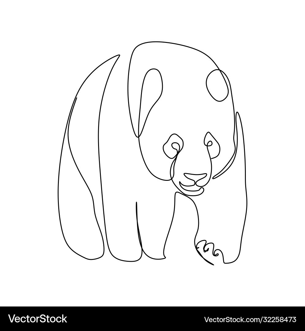 Panda Line Drawing Unique Continuous One Line Drawing A Panda Walking Vector Image