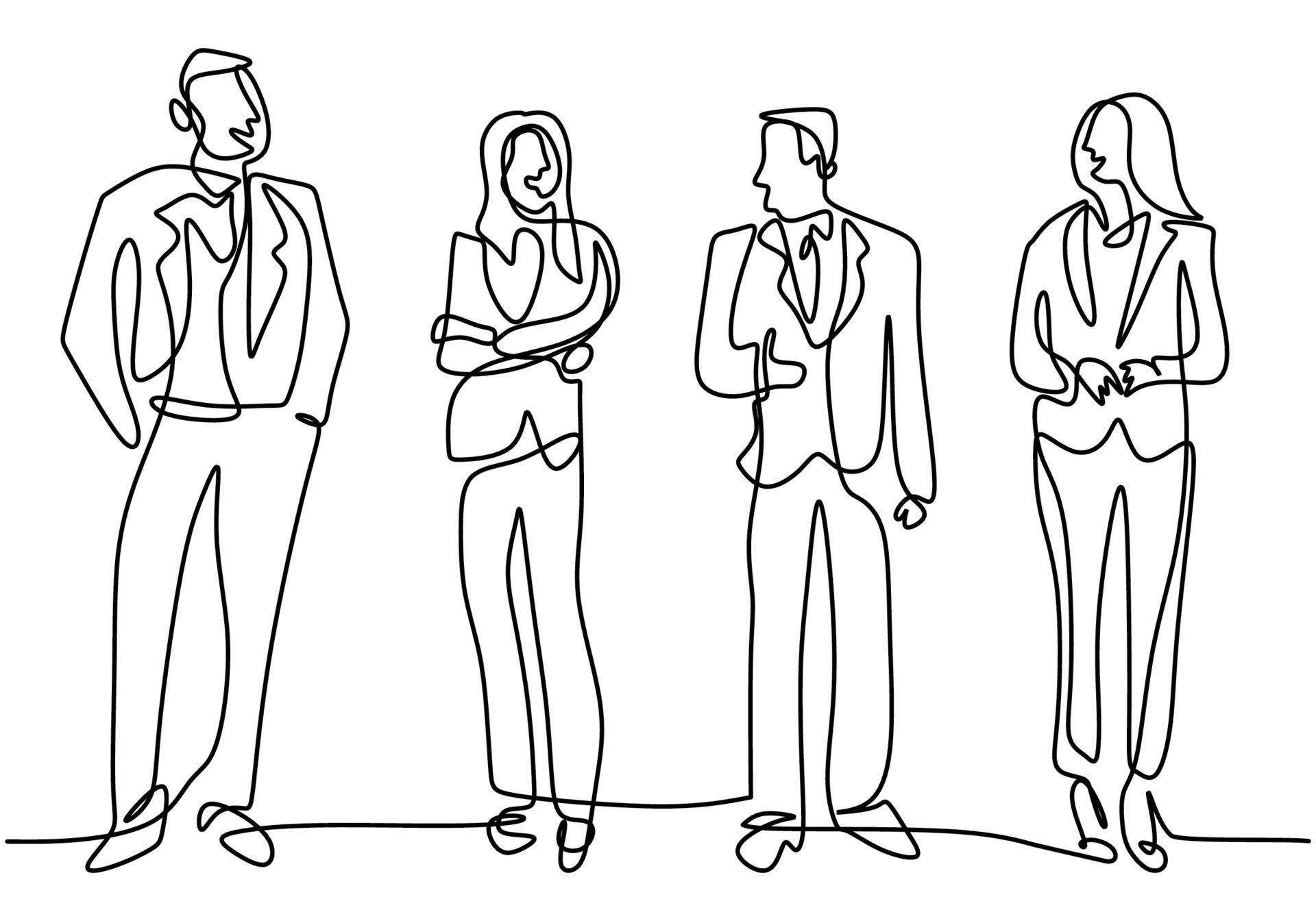 Person Line Drawing Best Of Continuous Line Drawing Of Business People Standing with Gentle and