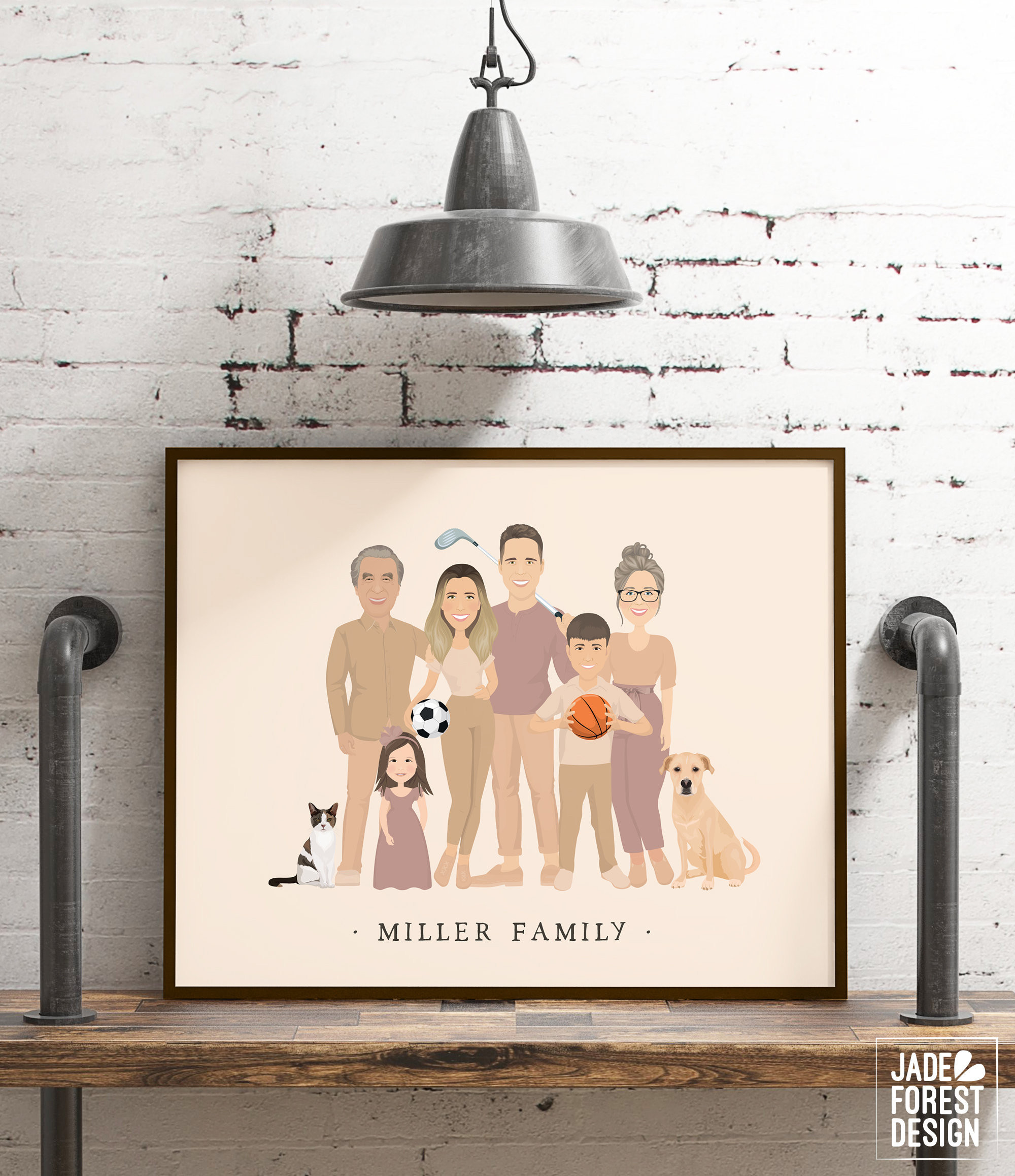 Personalized Family Portrait New Custom Family Portrait with Children and Grandparents Personalized