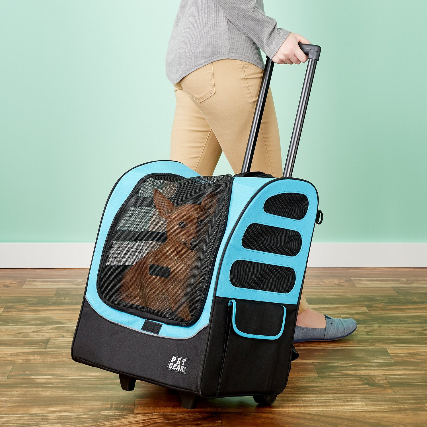 Pet Gear Pet Carrier Awesome Pet Gear I Go Plus Traveler Backpack &amp; Rolling Pet Carrier Ocean Blue