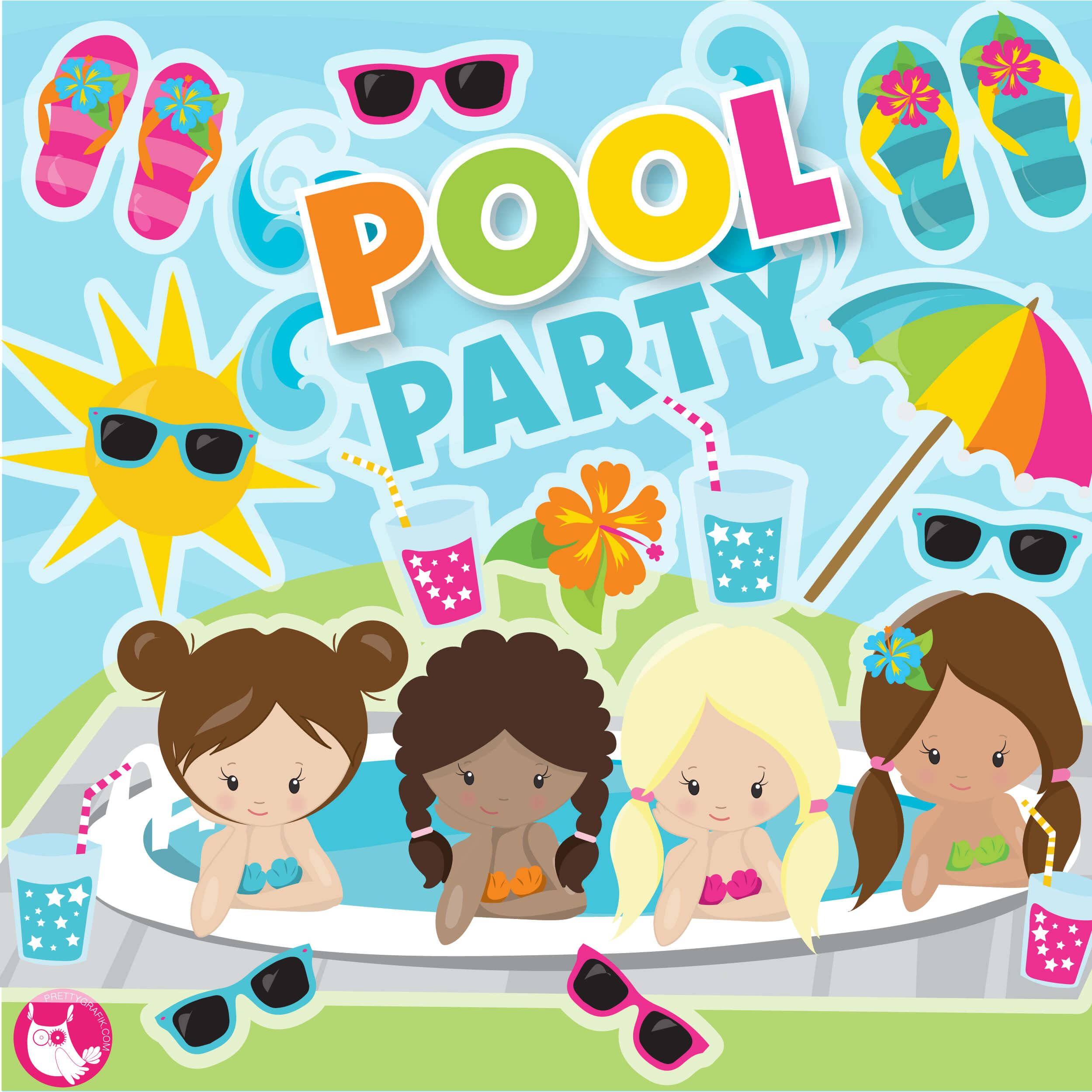 Pool Party Clip Art Awesome Pool Party Clipart Mercial Use