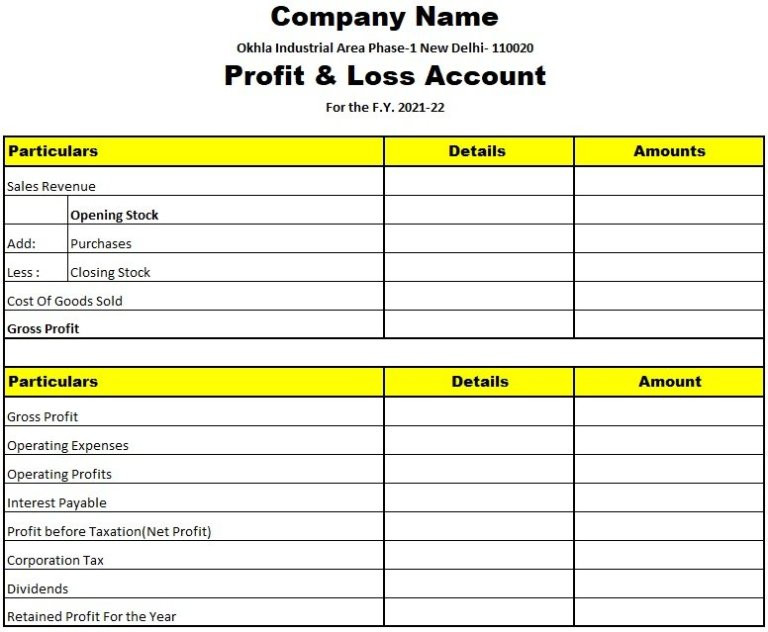 Profit and Loss Statement format Excel Free Download New Download Profit and Loss Account Excel Template Excel Data