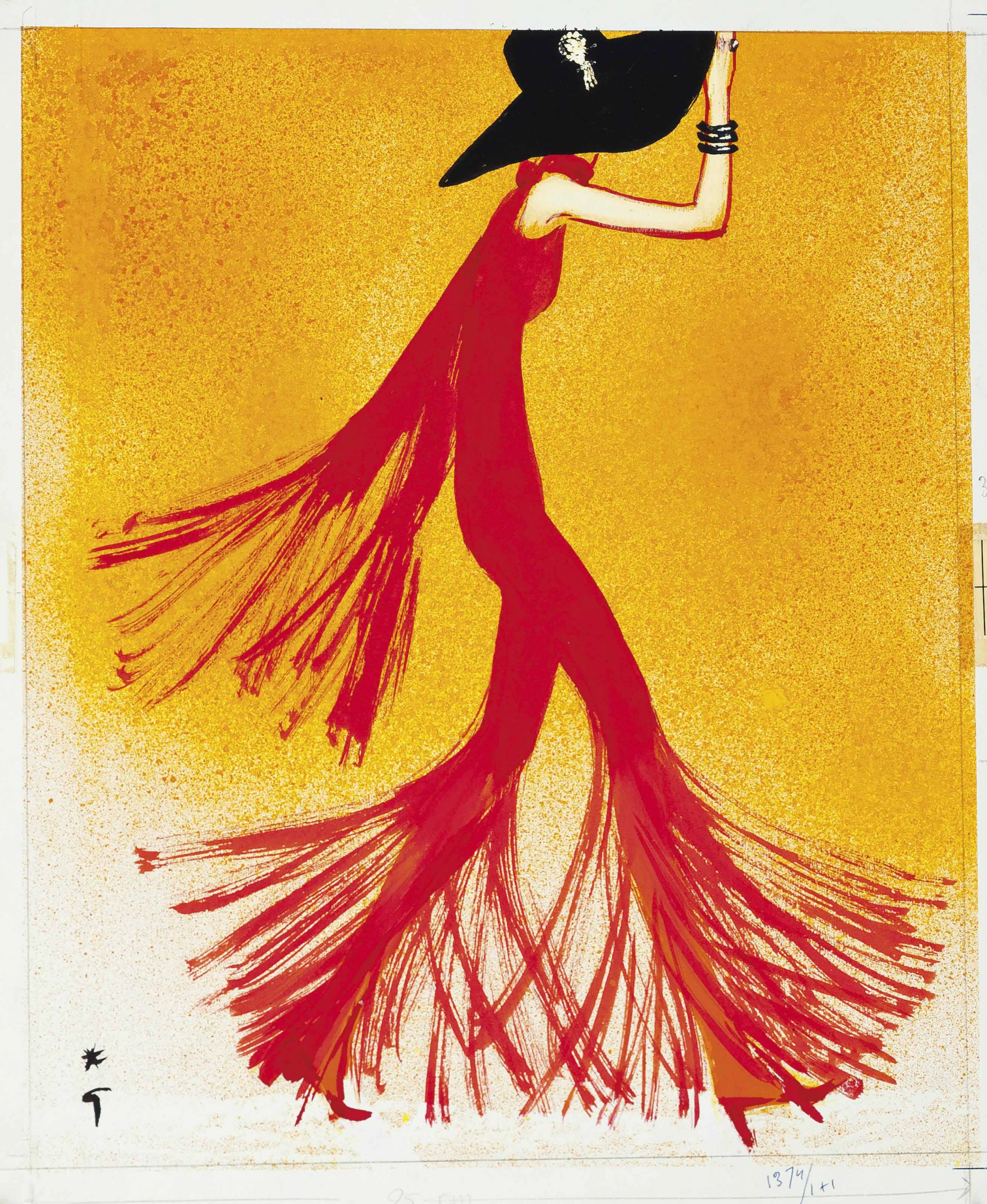 Rene Gruau Print Best Of RenÉ Gruau 1909 2004 Lady In Red Circa 1970