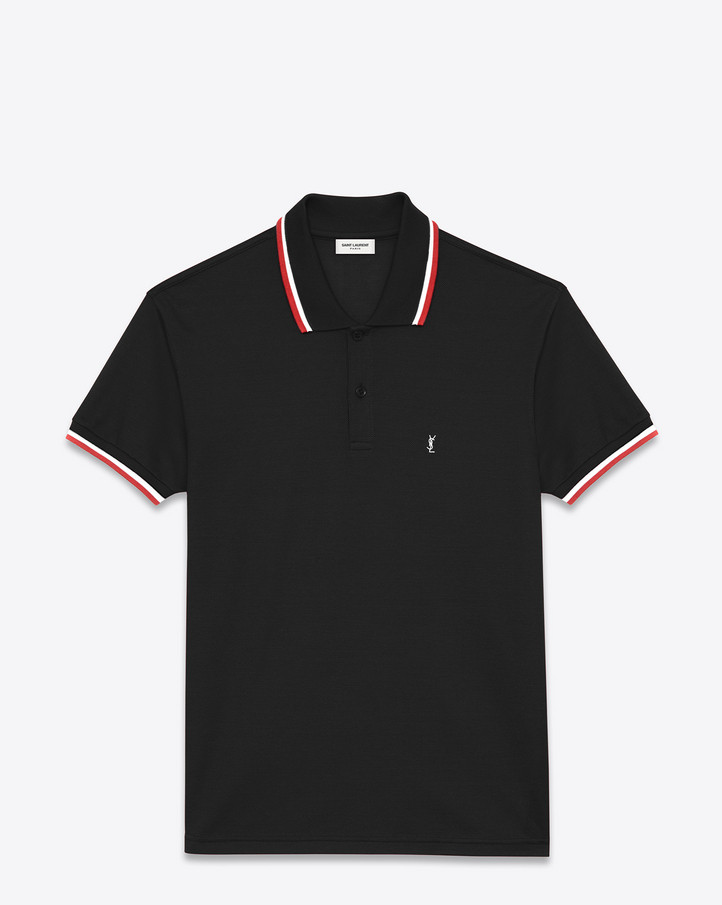 Saint Laurent Polo Fresh Saint Laurent Classic Polo Shirt In Black White and Red PiquÉ Cotton