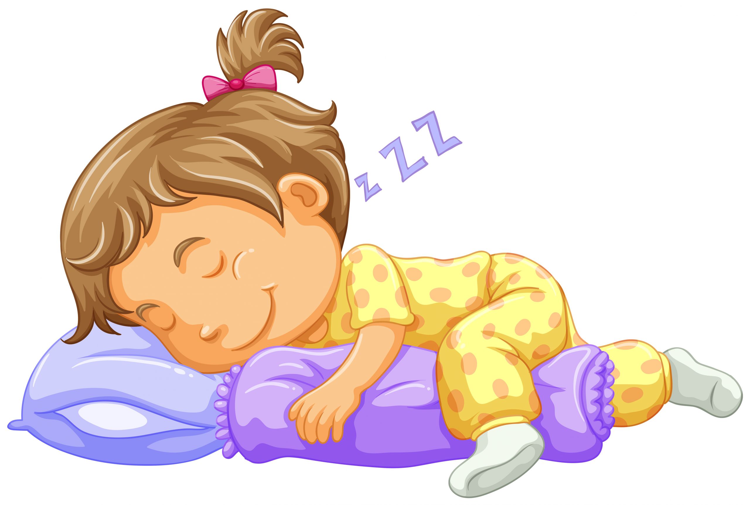 Sleep Clip Art New Girl toddler Sleeping On Blue Pillow Vector Art at Vecteezy