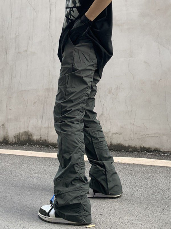 Stacked Cargo Pants Elegant Emmiol Free Shipping 2024 Men S Ruched Stacked Cargo Pants Gray Xl In