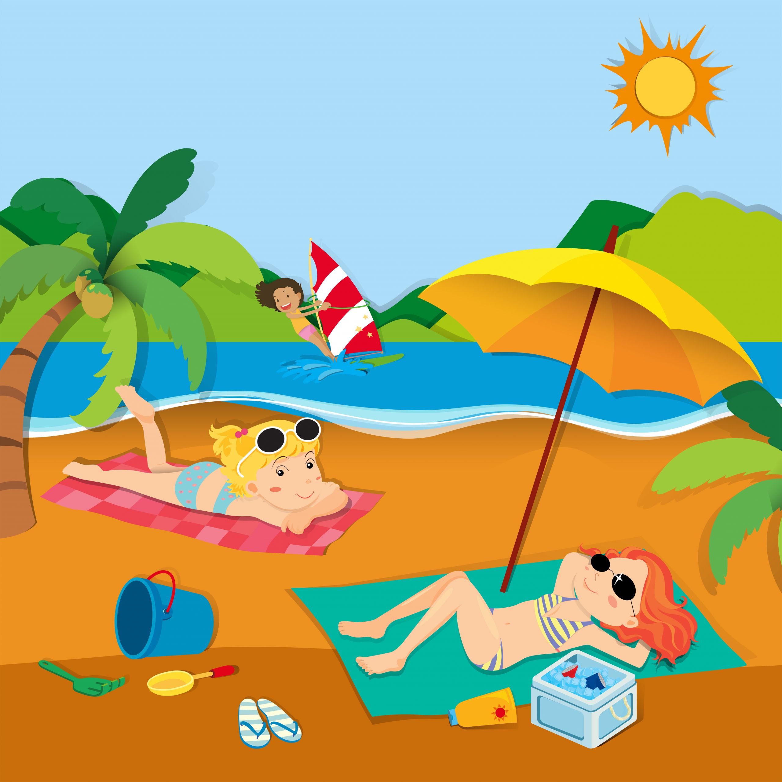 Summer Vacation Clipart Beautiful Summer Vacation with People On the Beach Vector Art at Vecteezy