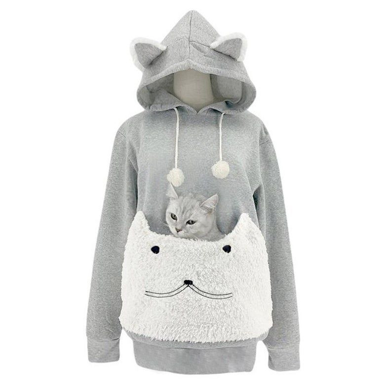 Sweater with A Cat Pouch Inspirational Cat Pouch Hoo with Ears Cat Pocket Sweatshirt