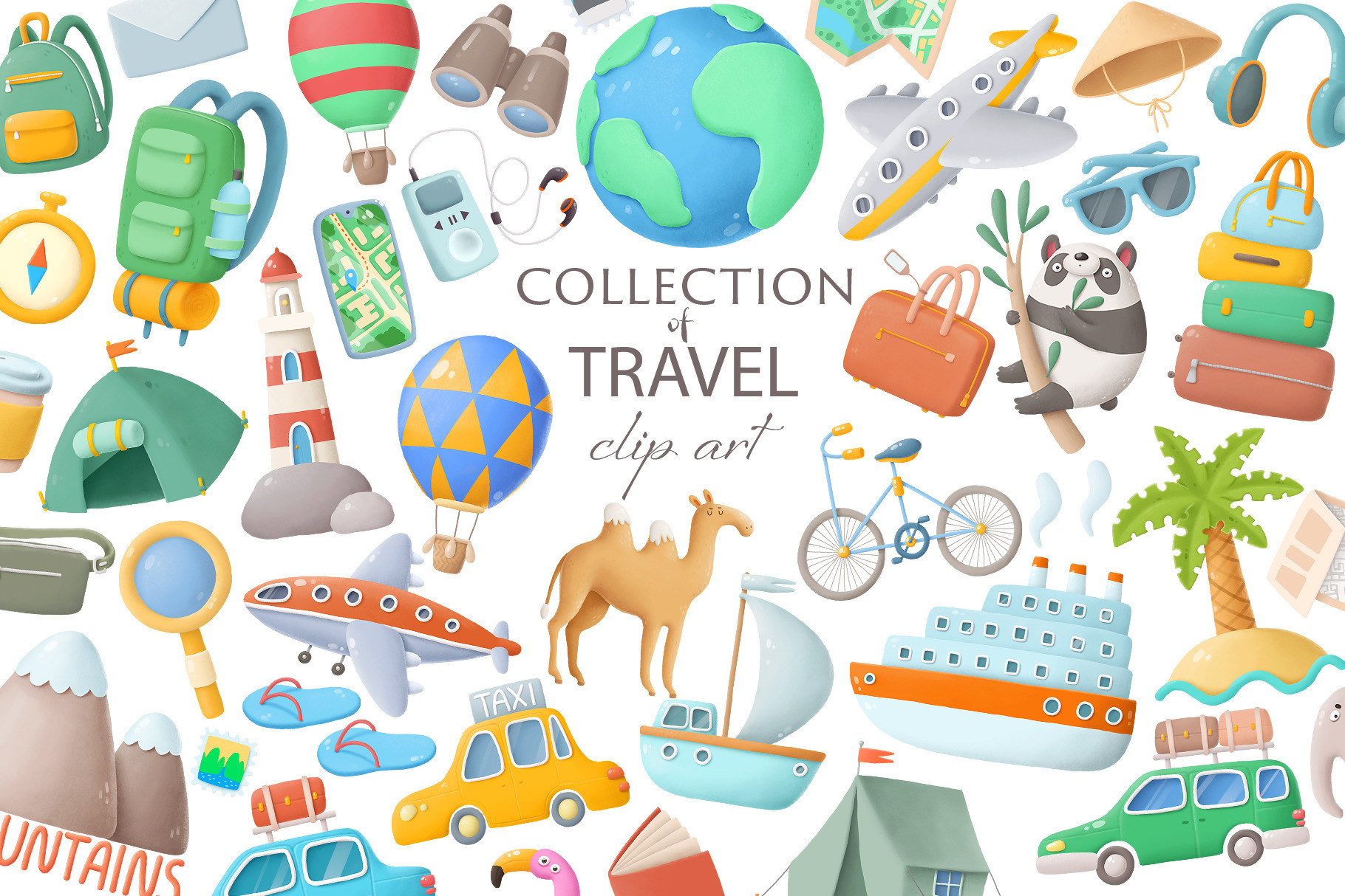 Travel Clip Art Elegant Travel Clipart Set