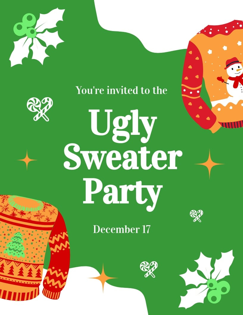 Ugly Sweater Party Flyer Awesome Ugly Sweater Party Flyer Template In Word Publisher Google Docs