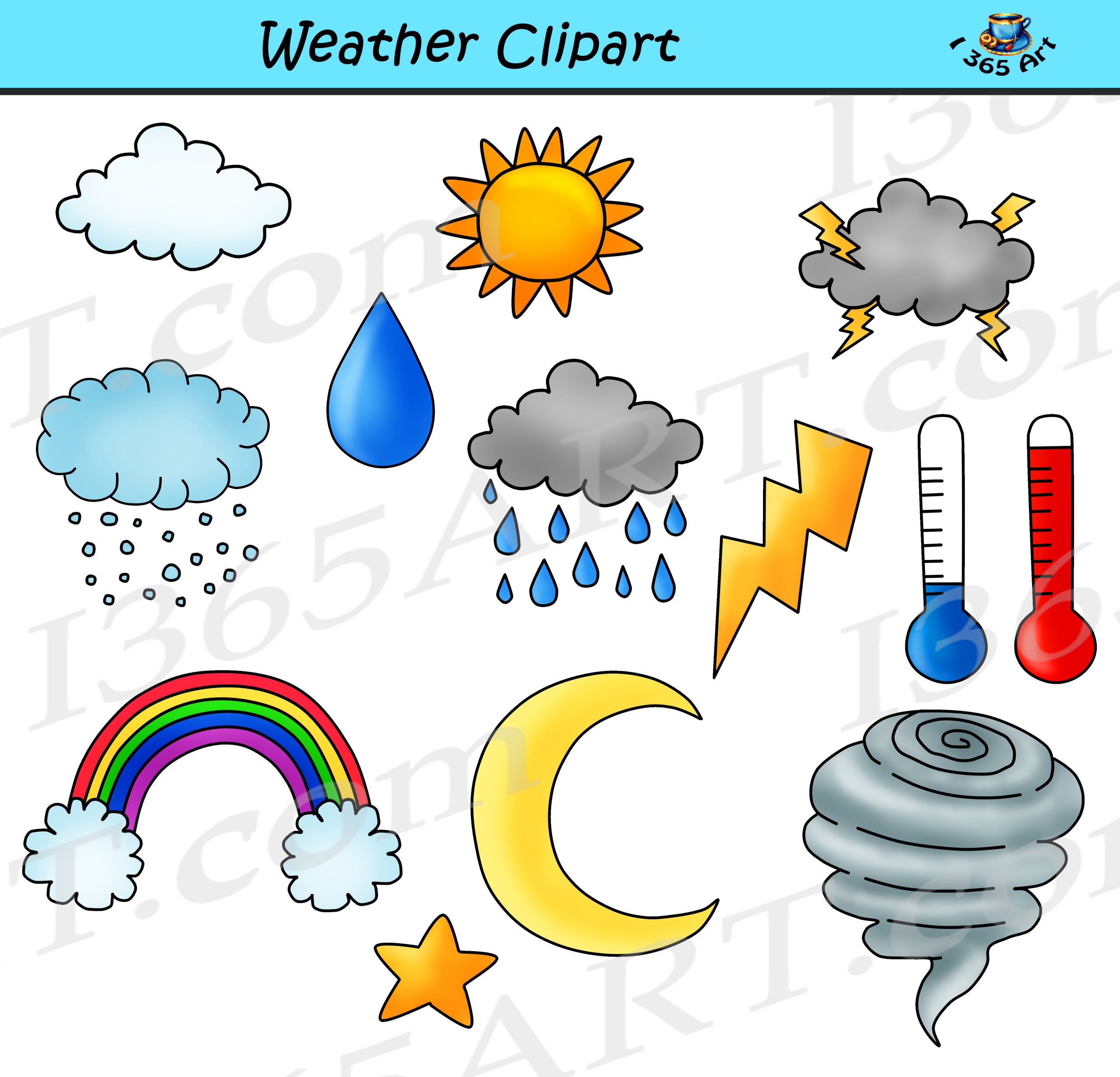 Weather Clip Art Elegant Weather Clipart Bundle Set Mercial Use Clipart for School