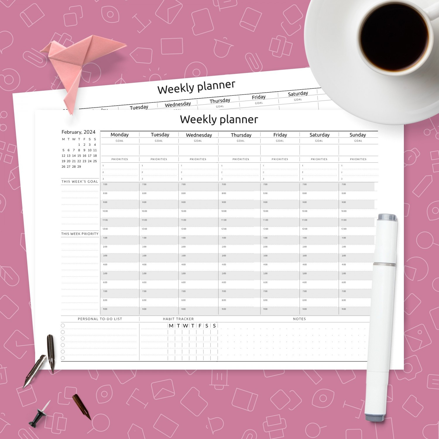 Weekly Horizontal Planner Awesome Horizontal Weekly Planner Printable