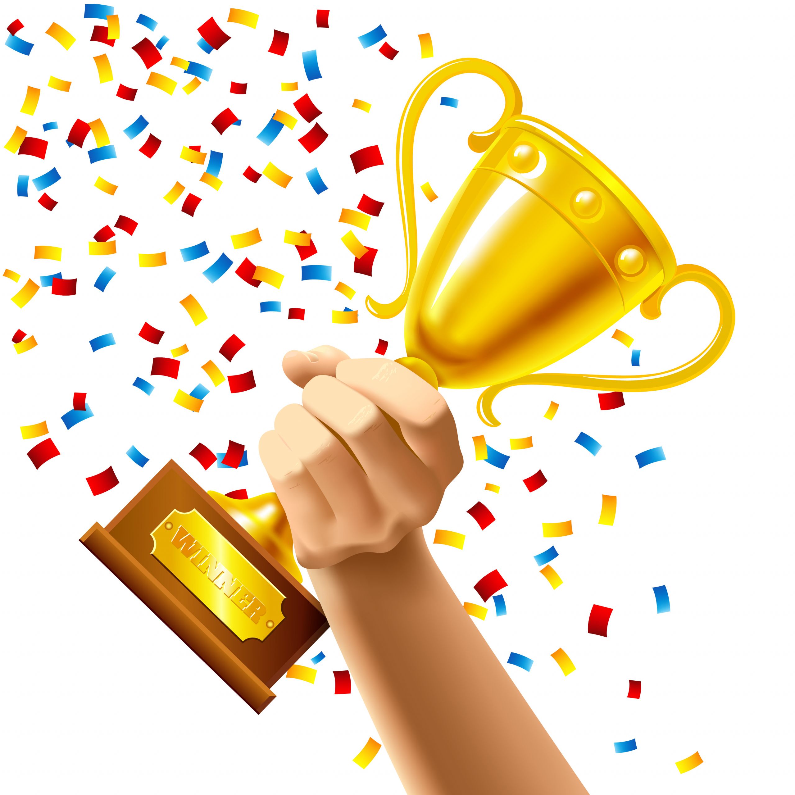 Winner Clip Art Inspirational Hand Holding A Winner Trophy Cup Award Vector Art at Vecteezy