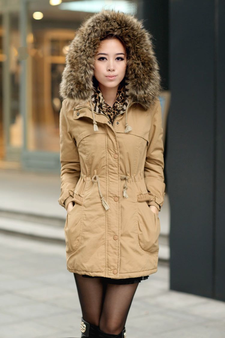 Winter Coats Women Beautiful Womens Winter Coats Faux Fur Lining Parka with Fur Hood In Ochre On Luulla