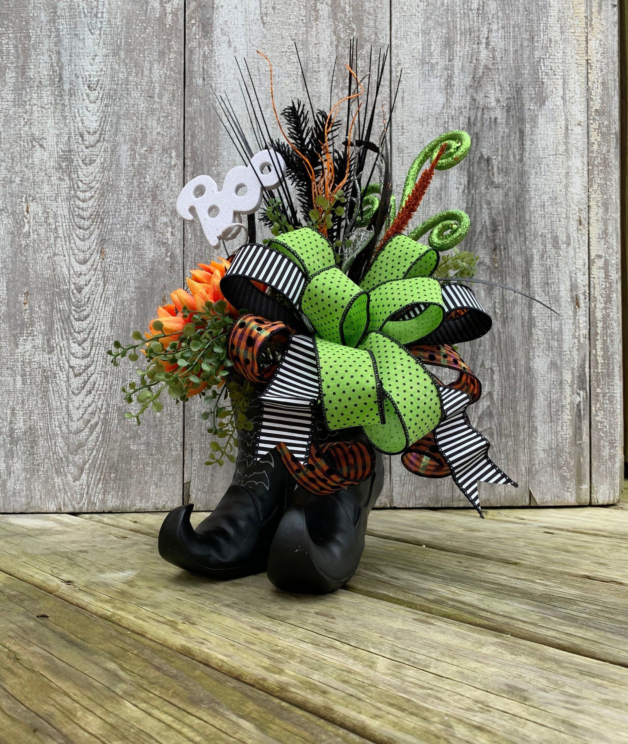 Witch Boots Decor Beautiful Halloween Witch Boot Arrangement Witch Boot Floral Arrangement