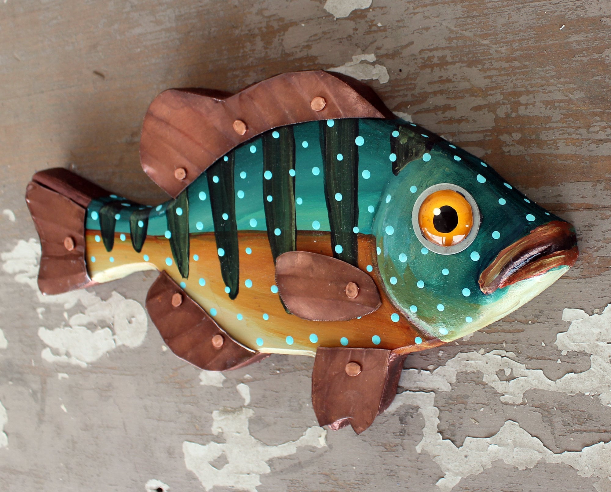 Wooden Fish Wall Art Inspirational Cece 10 Sunfish Minnow Happy Hand Painted Wood Fish Wall Art Copper