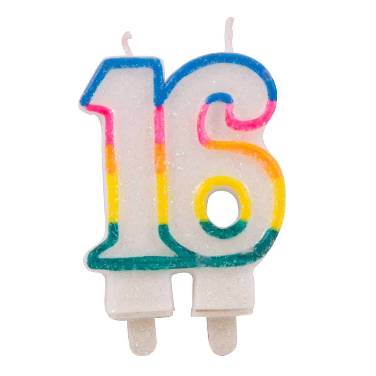 16th Birthday Candles Best Of 16th Birthday Candle Colourful with Glitter