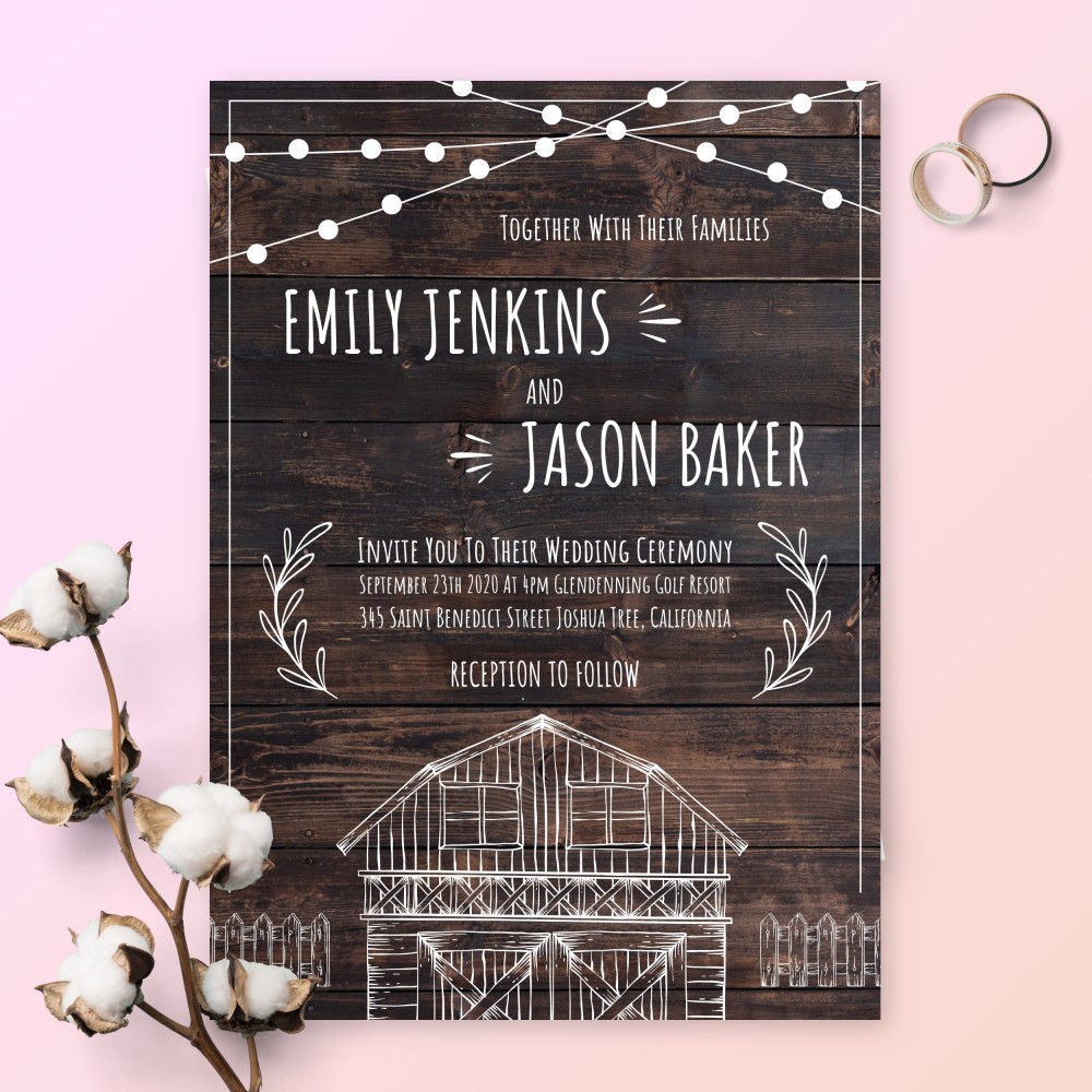 Barn Wedding Invitations Elegant Rustic Wood Barn Wedding Invitation Template Line Maker