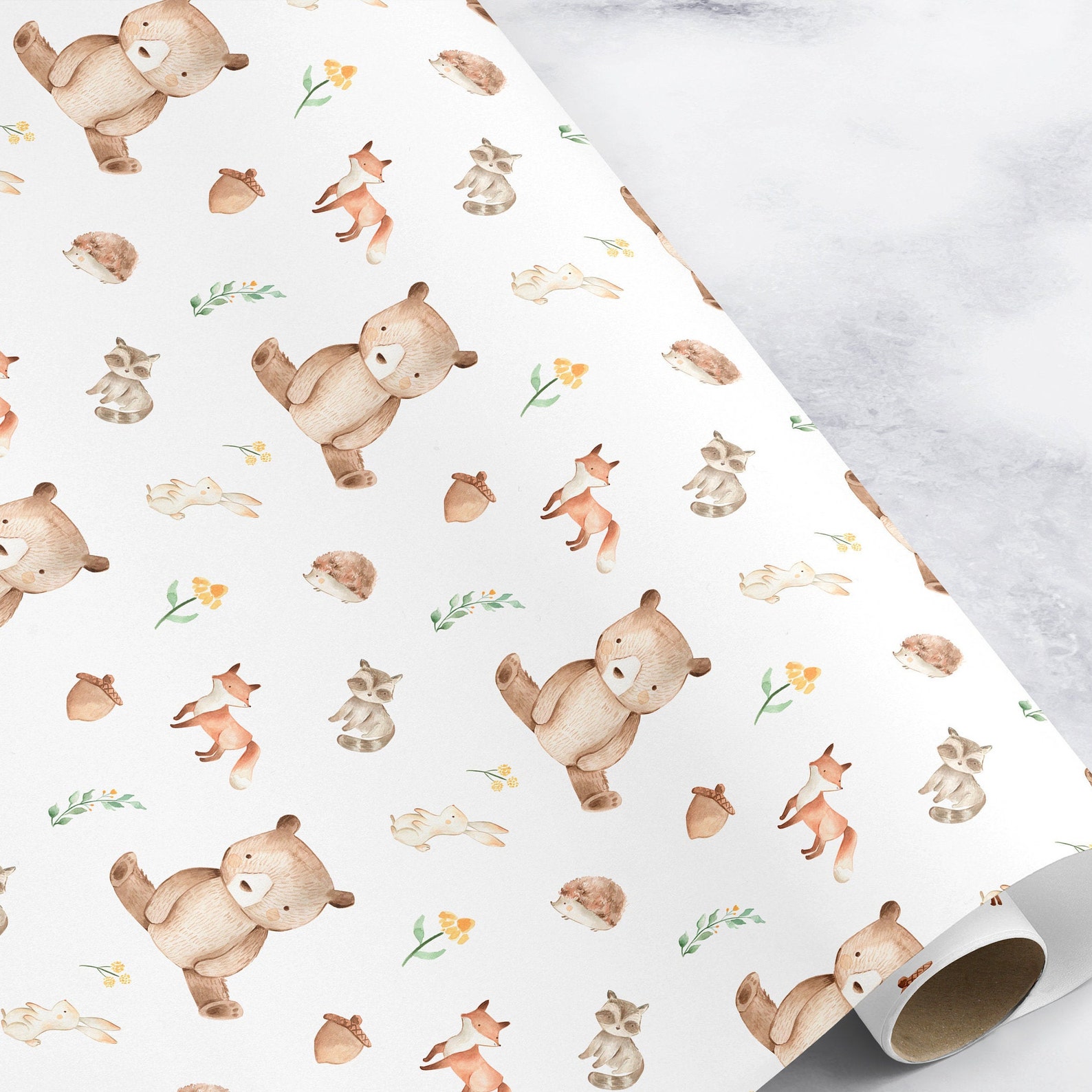 Bear Wrapping Paper Unique Bear Wrapping Paper Woodland Wrap Paper Baby Wrapping Paper Etsy