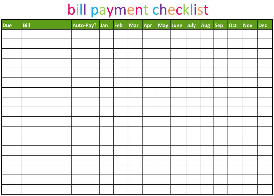 Bills Chart Template Inspirational Bill Chart Template