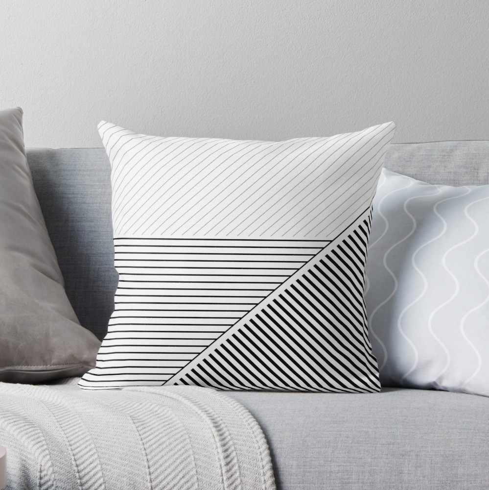 Black and White Throw Pillows Elegant Black and White Geometric Lines Throw Pillow by Urbanepiphany