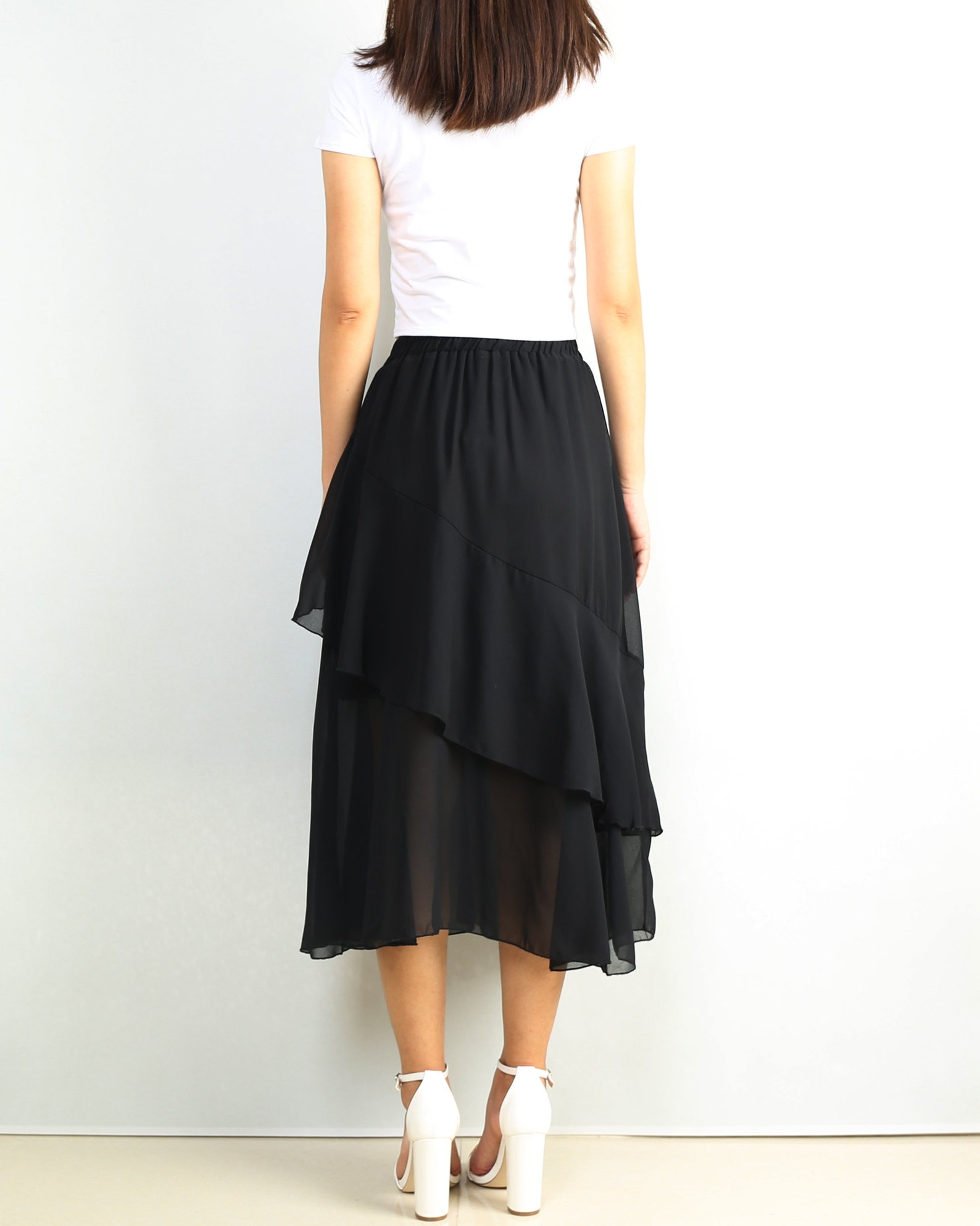 Black Chiffon Skirt Best Of Black Chiffon Skirt Elastic Waist Skirt Midi Layered Skirt