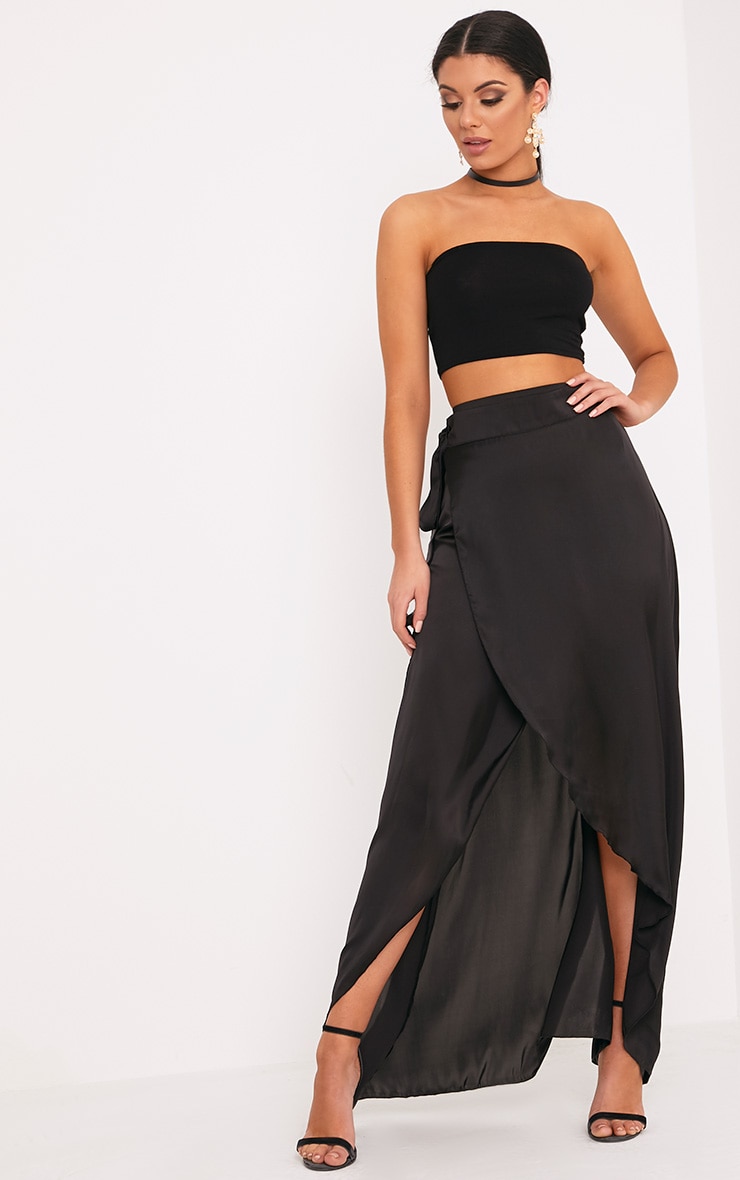 Black Wrap Skirt Beautiful sorella Black Satin Wrap Maxi Skirt Skirts