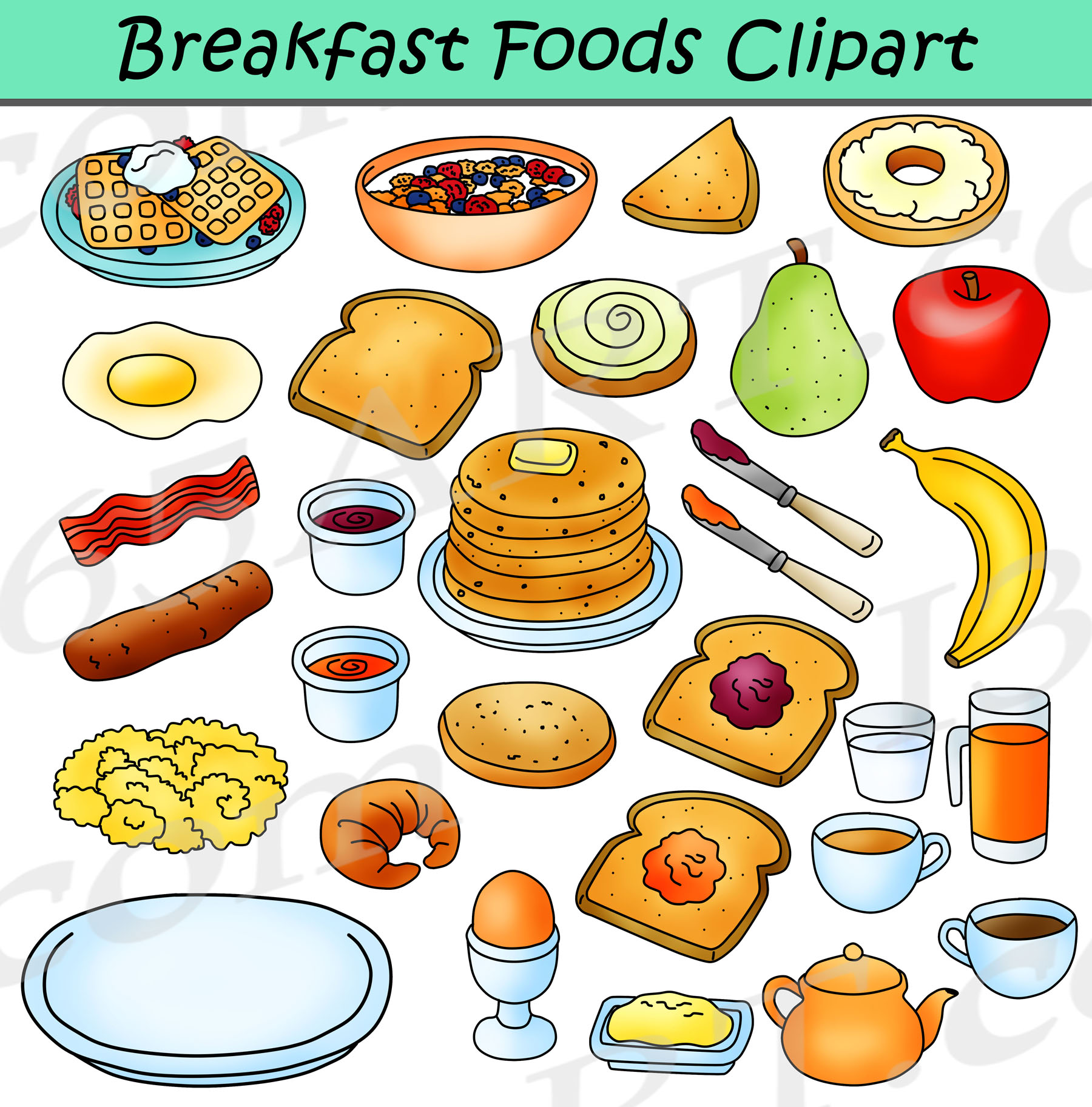 Breakfast Clip Art Best Of Breakfast Foods Clipart Bundle Breakfast Clipart Graphics Clipart 4