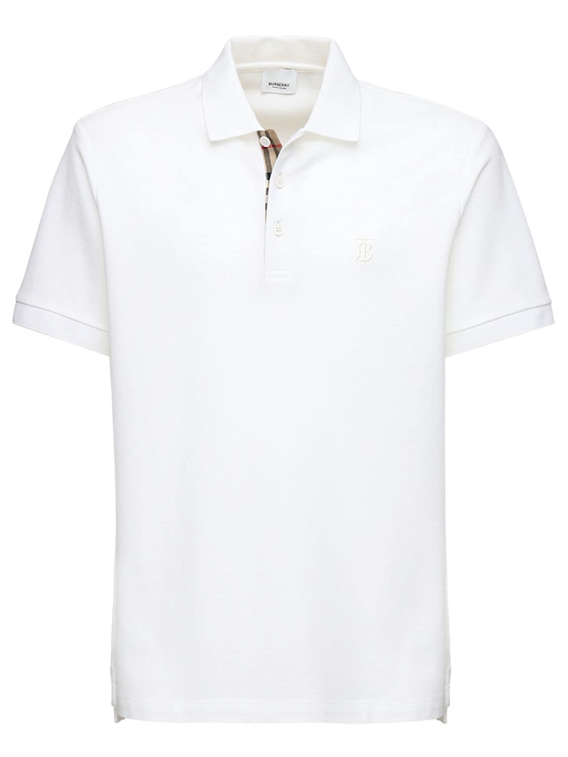 Burberry White Polo Elegant Burberry Tb Logo &amp; Check Heritage Piqué Polo White