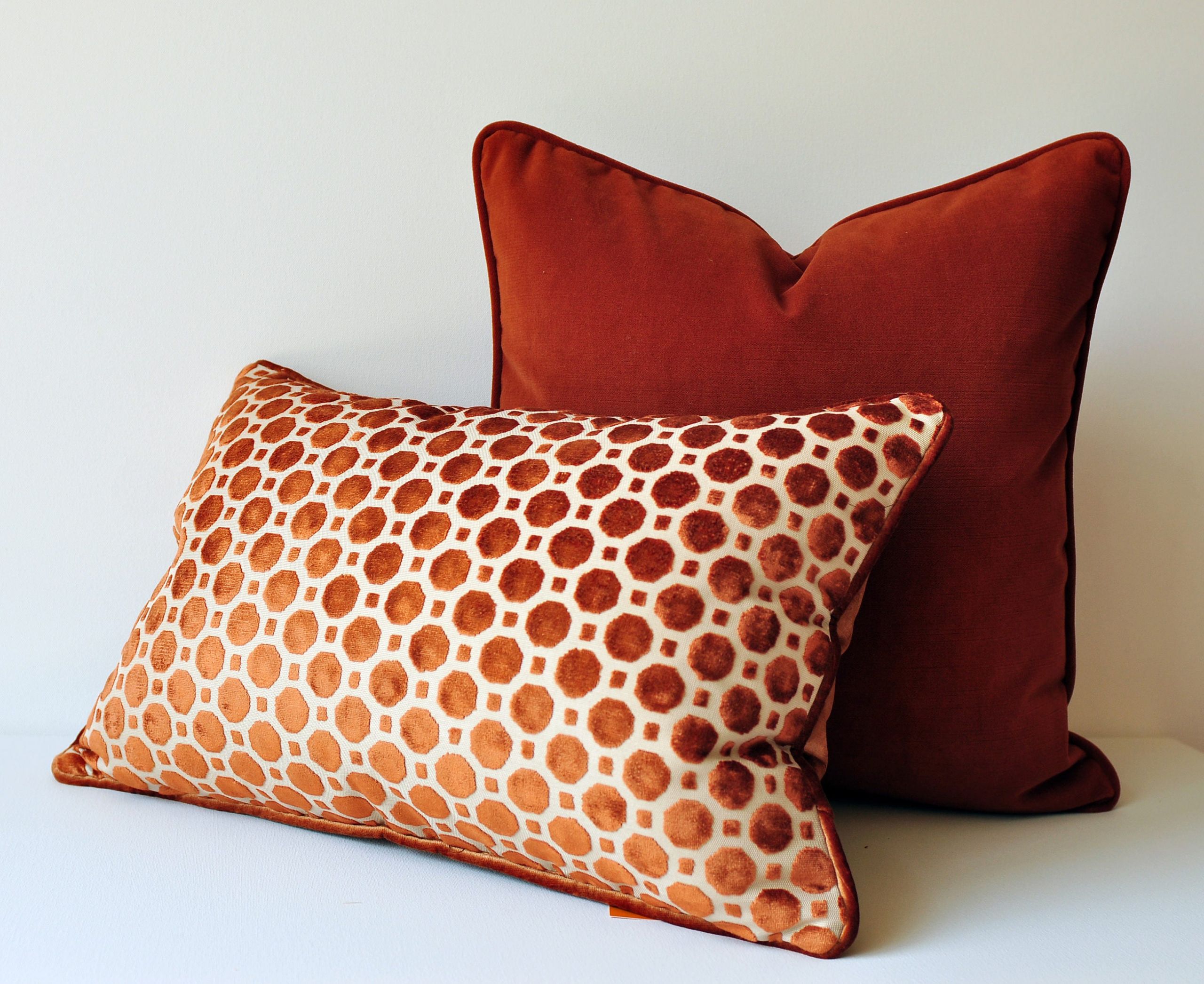 Burnt orange Throw Pillows Fresh Burnt orange Velvet Throw Pillow Cover Geometric Pillows