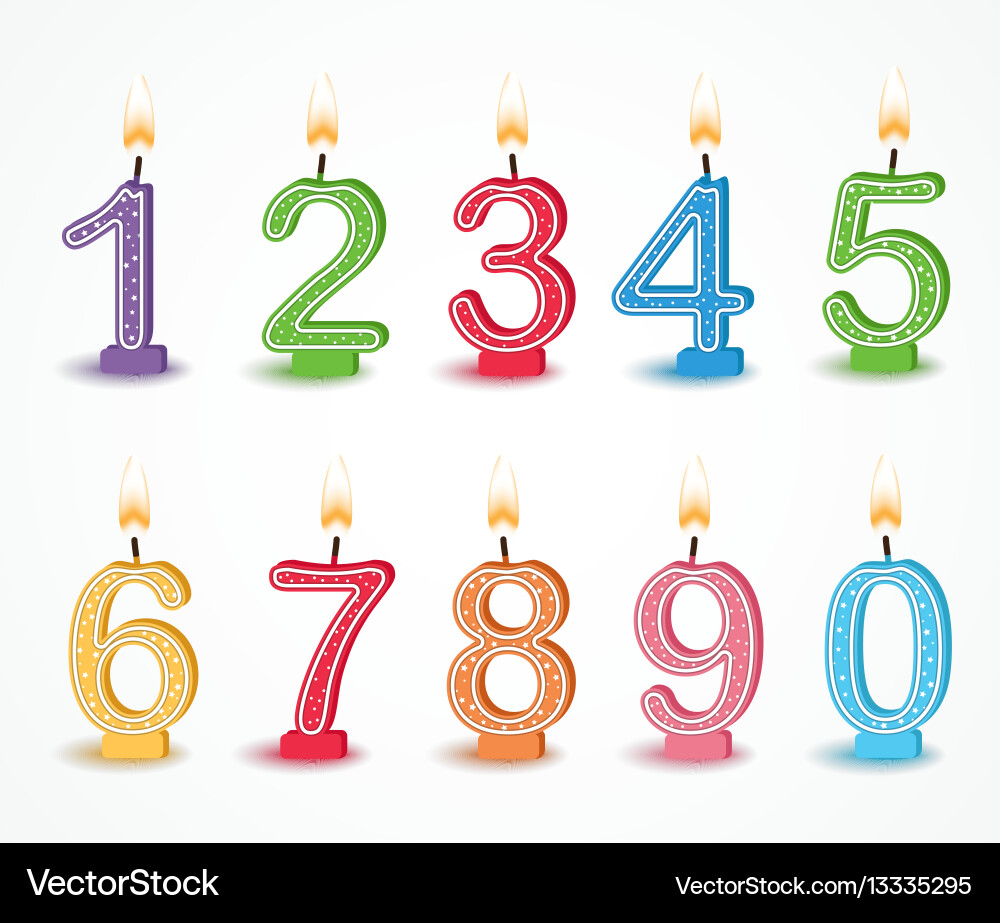 Candle Birthday Number Unique Colorful Birthday Candle Number Royalty Free Vector Image