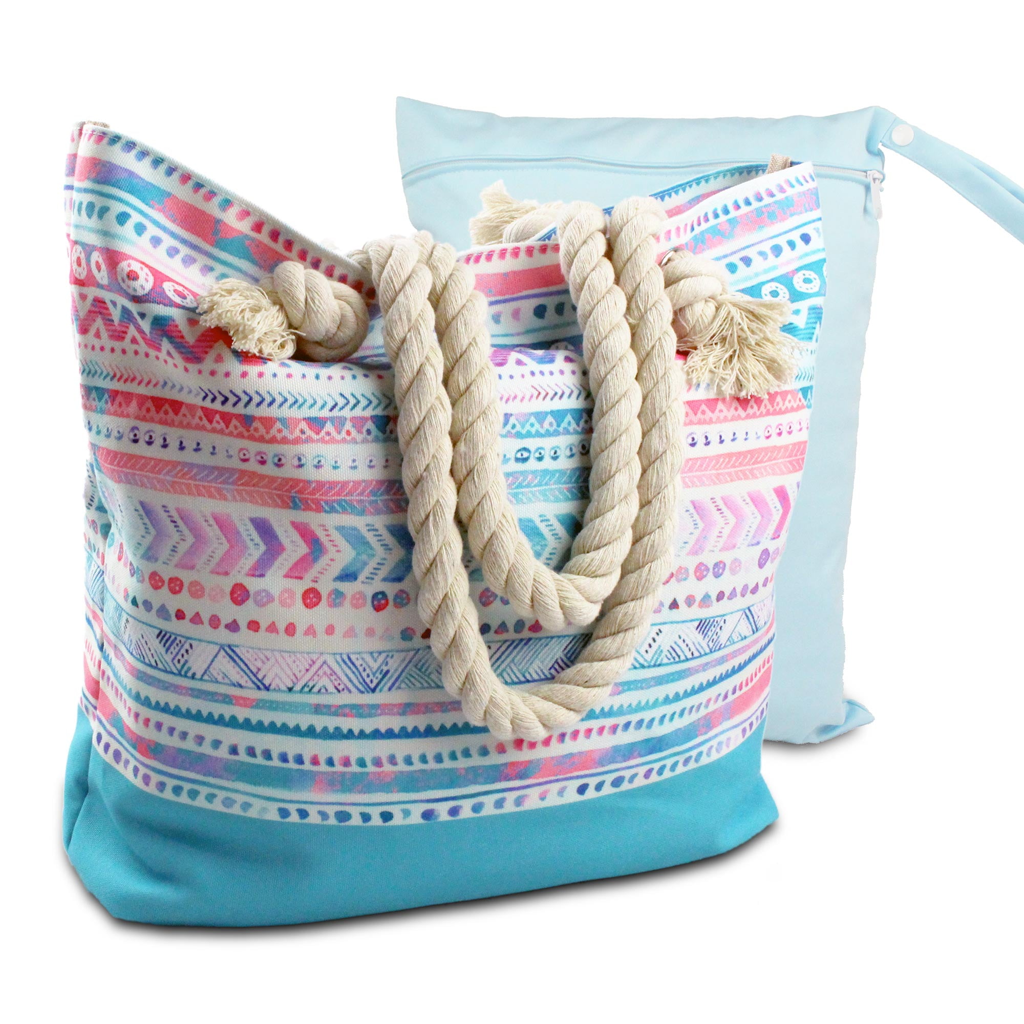 Canvas Beach Bag Unique Water Resistant Beach Bag Boho Canvas Beach tote with Rope Handles