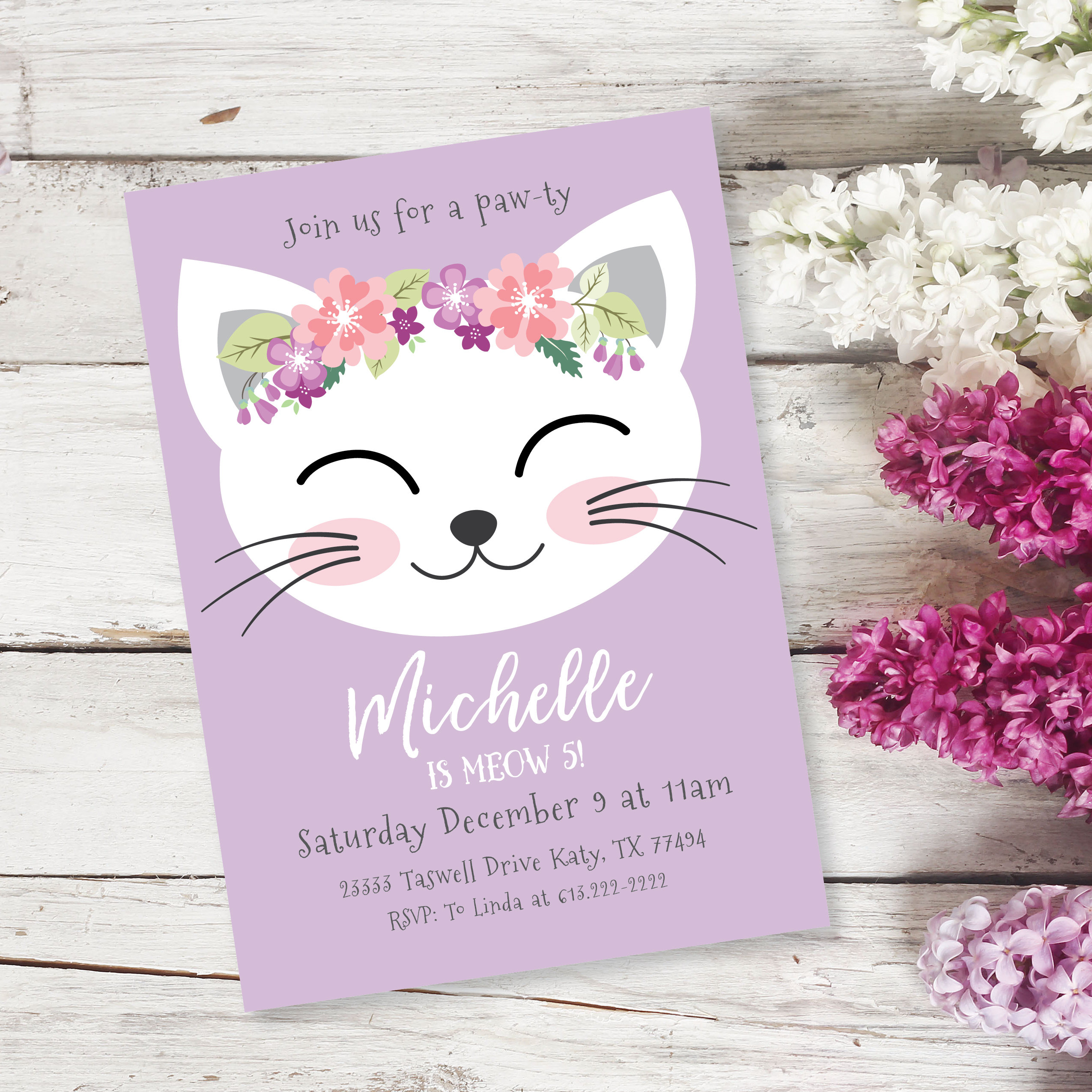 Cat Birthday Invitations Best Of Cat Birthday Party Invitation Kitten Invitation Cat