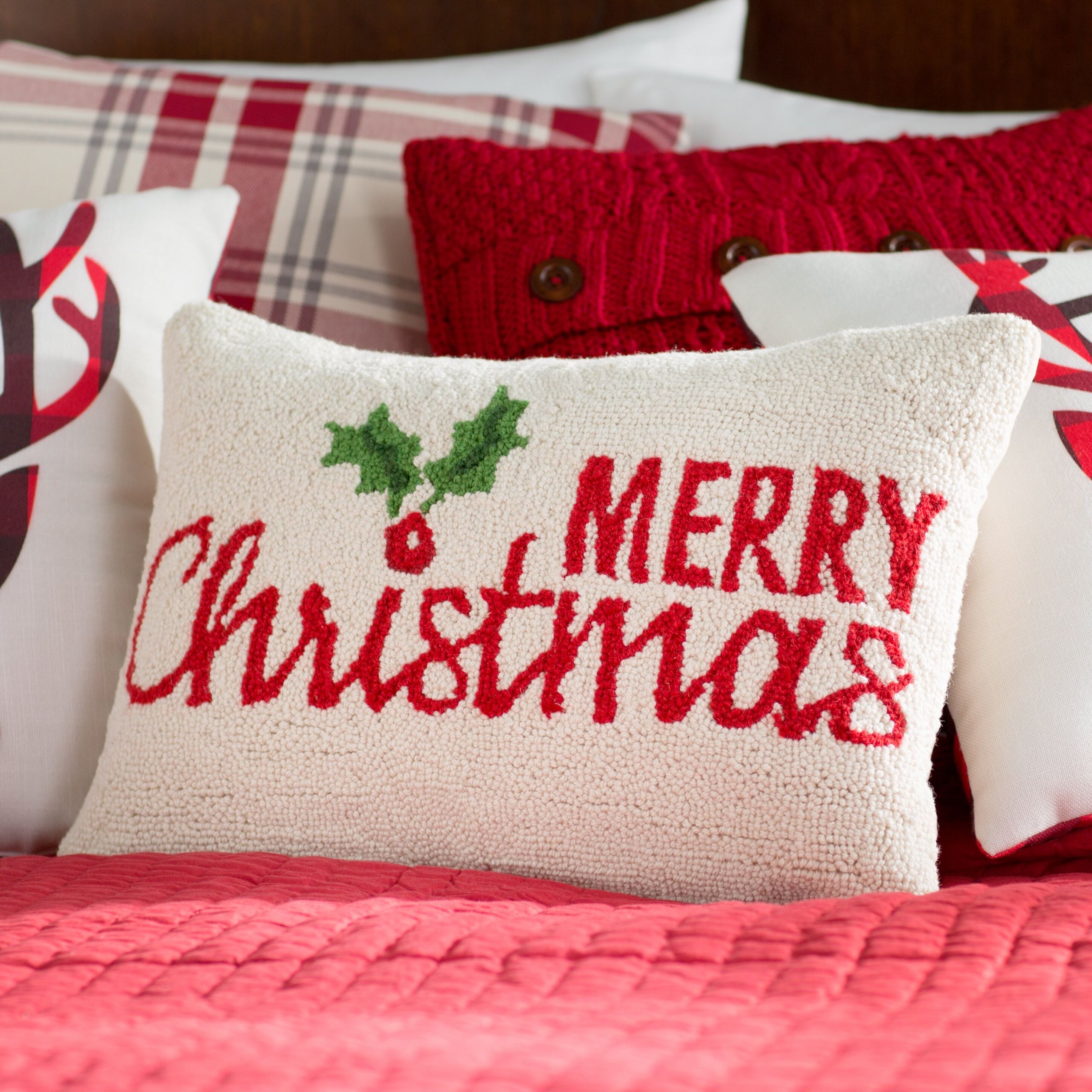 Christmas Lumbar Pillow Lovely Three Posts Merry Christmas Holly Hook Wool Lumbar Pillow &amp; Reviews