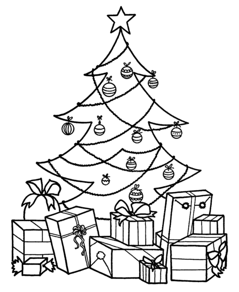 Christmas Tree with Presents Coloring Page New Christmas Tree with Presents Coloring Page Coloring Home