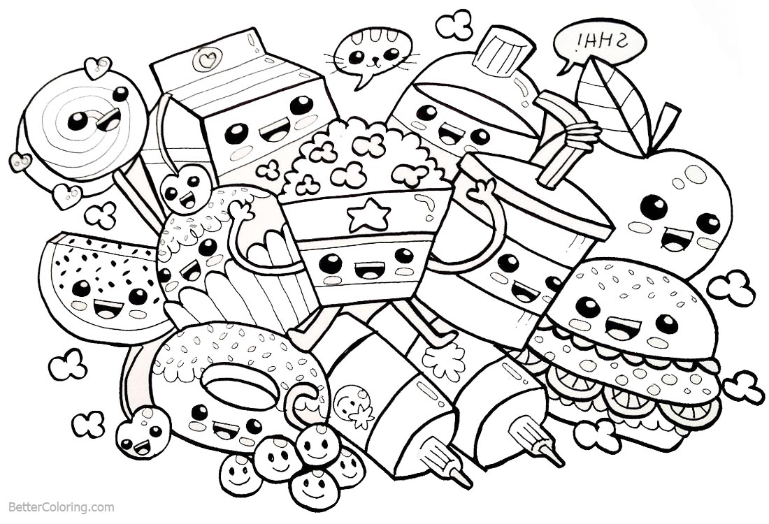 Coloring Pages Food Cute Unique Cute Food Coloring Pages Many Snacks Free Printable Coloring Pages