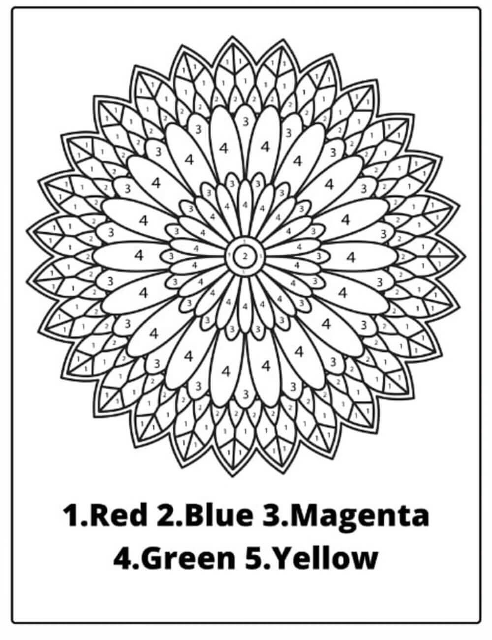 Colour by Number Mandala Awesome Mandala Color by Number Sheet 15 Download Print now