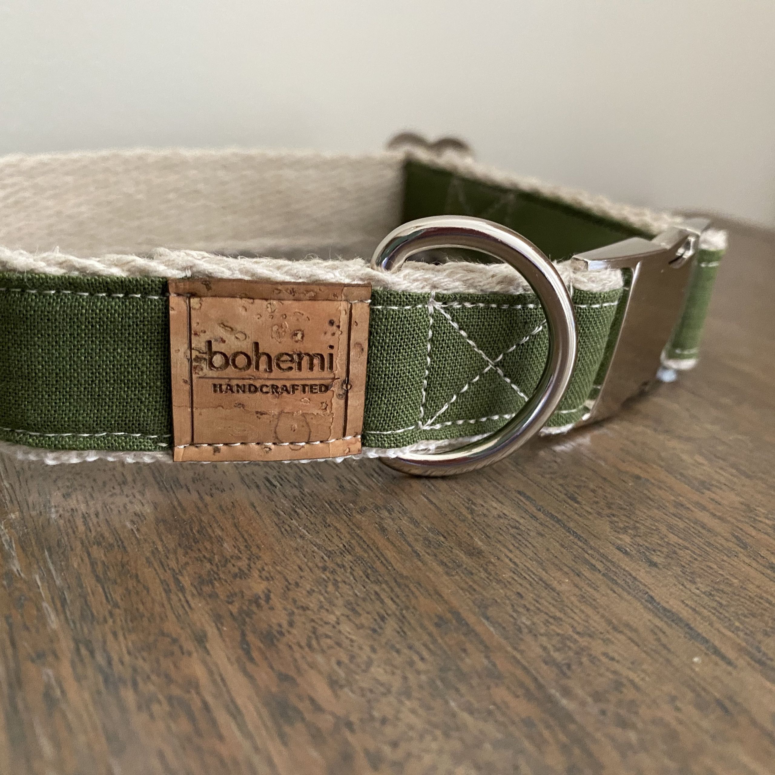 Cotton Dog Collar Unique Hemp Certified organic Cotton Dog Collar Olive Green