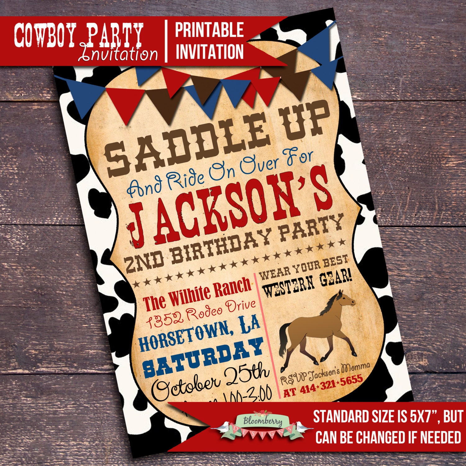 Cowboy theme Invitation Fresh Printable Cowboy Party Invitation Western by Bloomberrydesigns