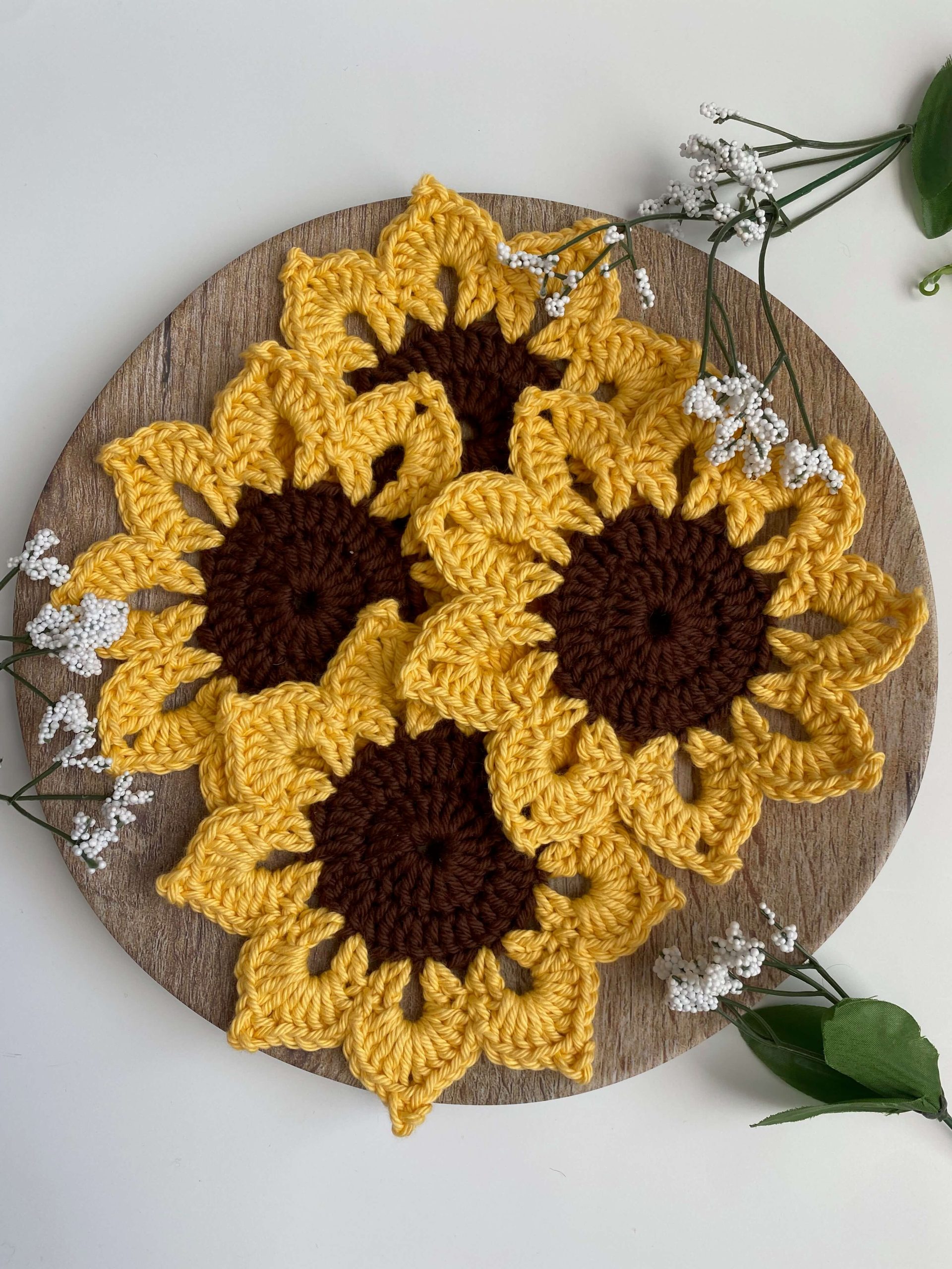 Crochet Sunflower Coaster Fresh Sunflower Crochet Coasters Love to Stay Home