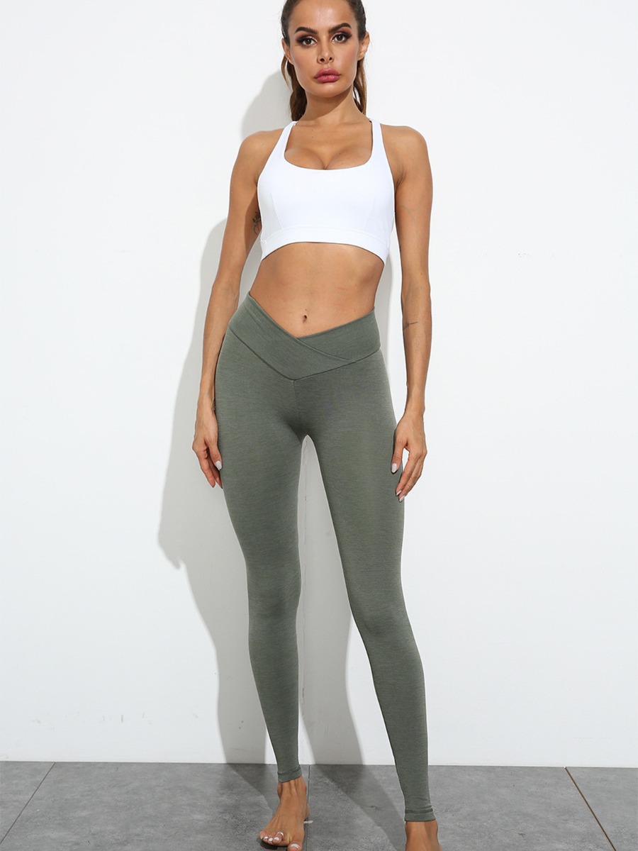 Cross Waist Leggings Unique Cross Waist Scrunch Booty Sports Leggings 3 Colors Available Active